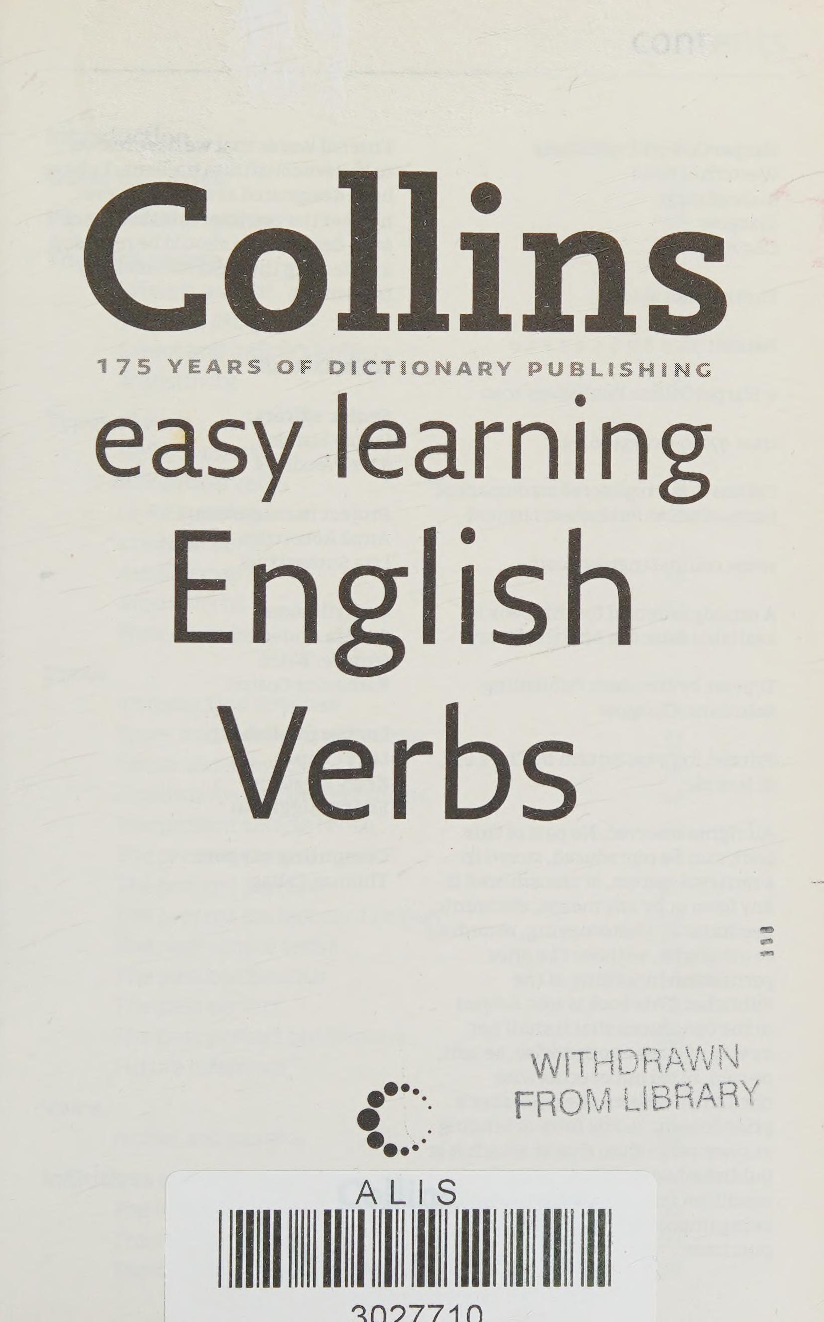 Collins Easy Learning English Verbs