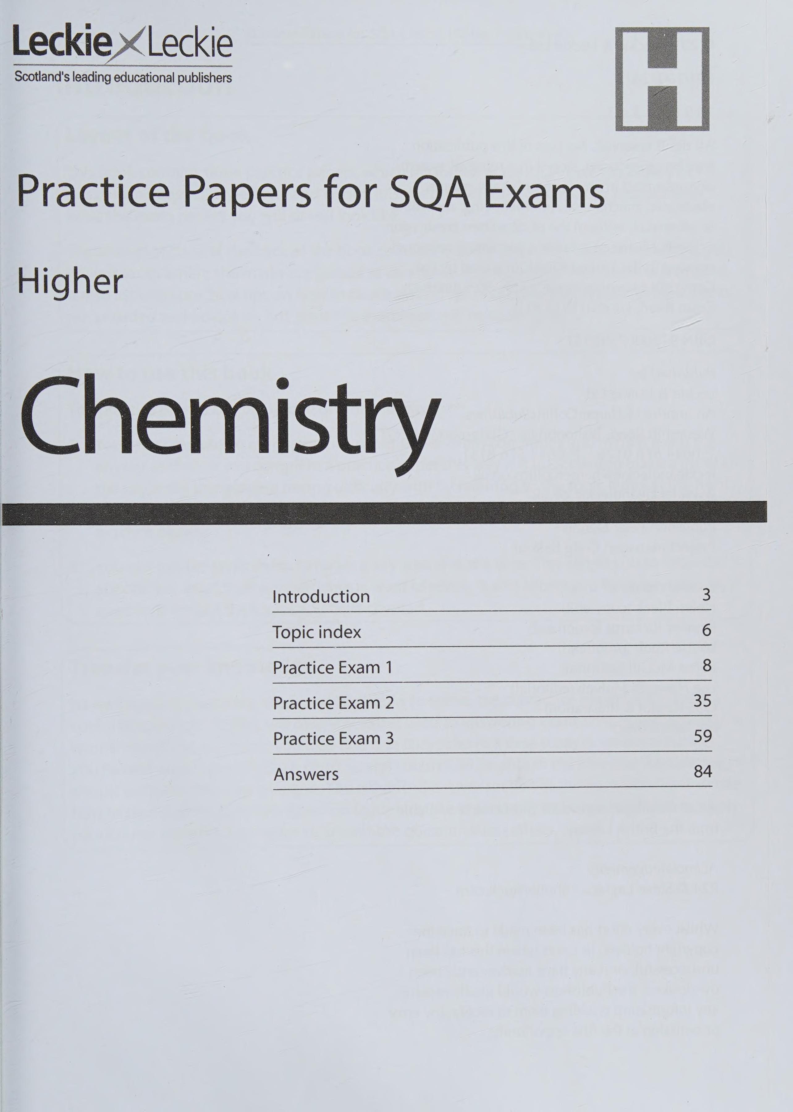 Higher Chemistry Practice Papers
