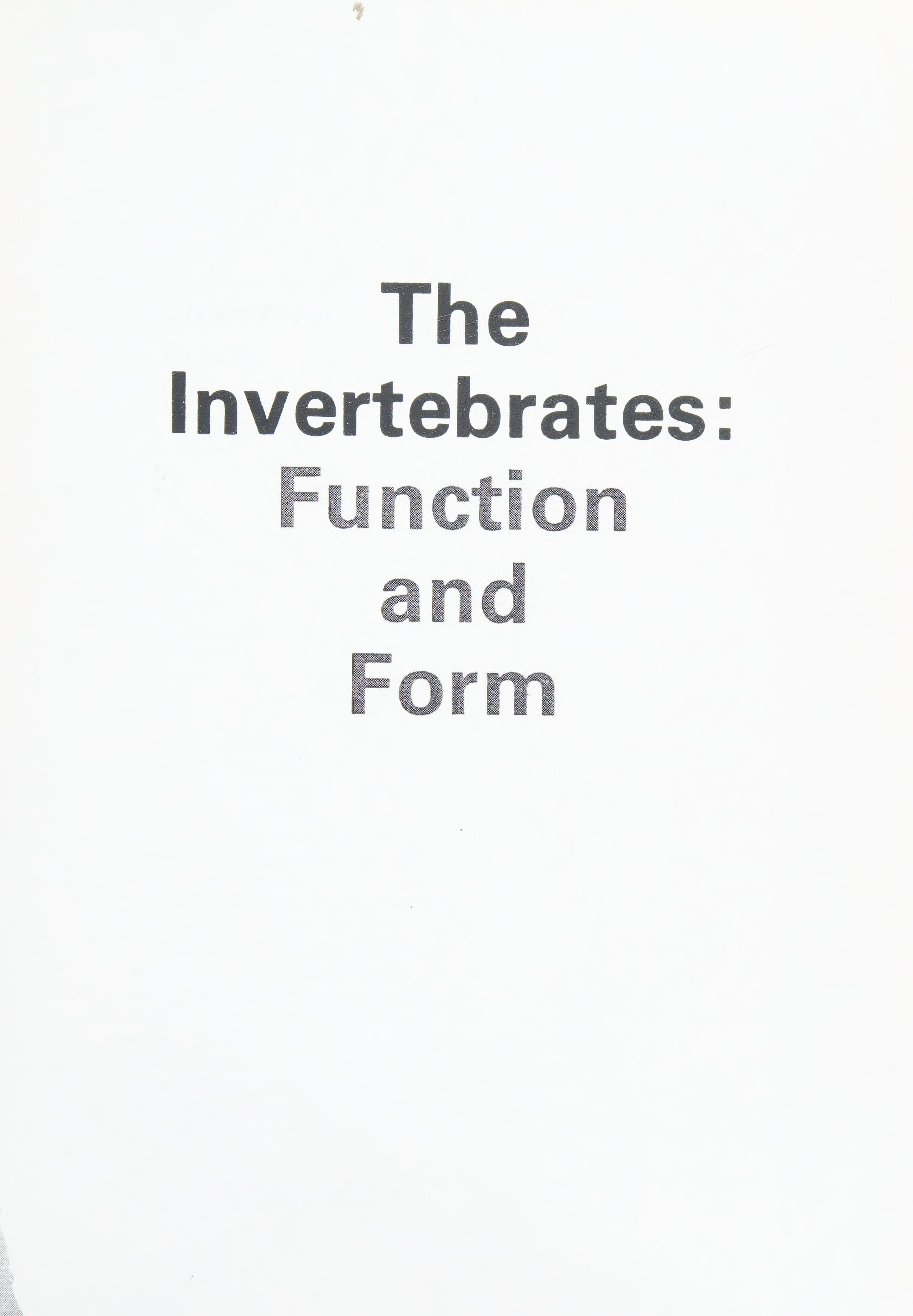Invertebrates: Form and Function, The: A Laboratory Guide