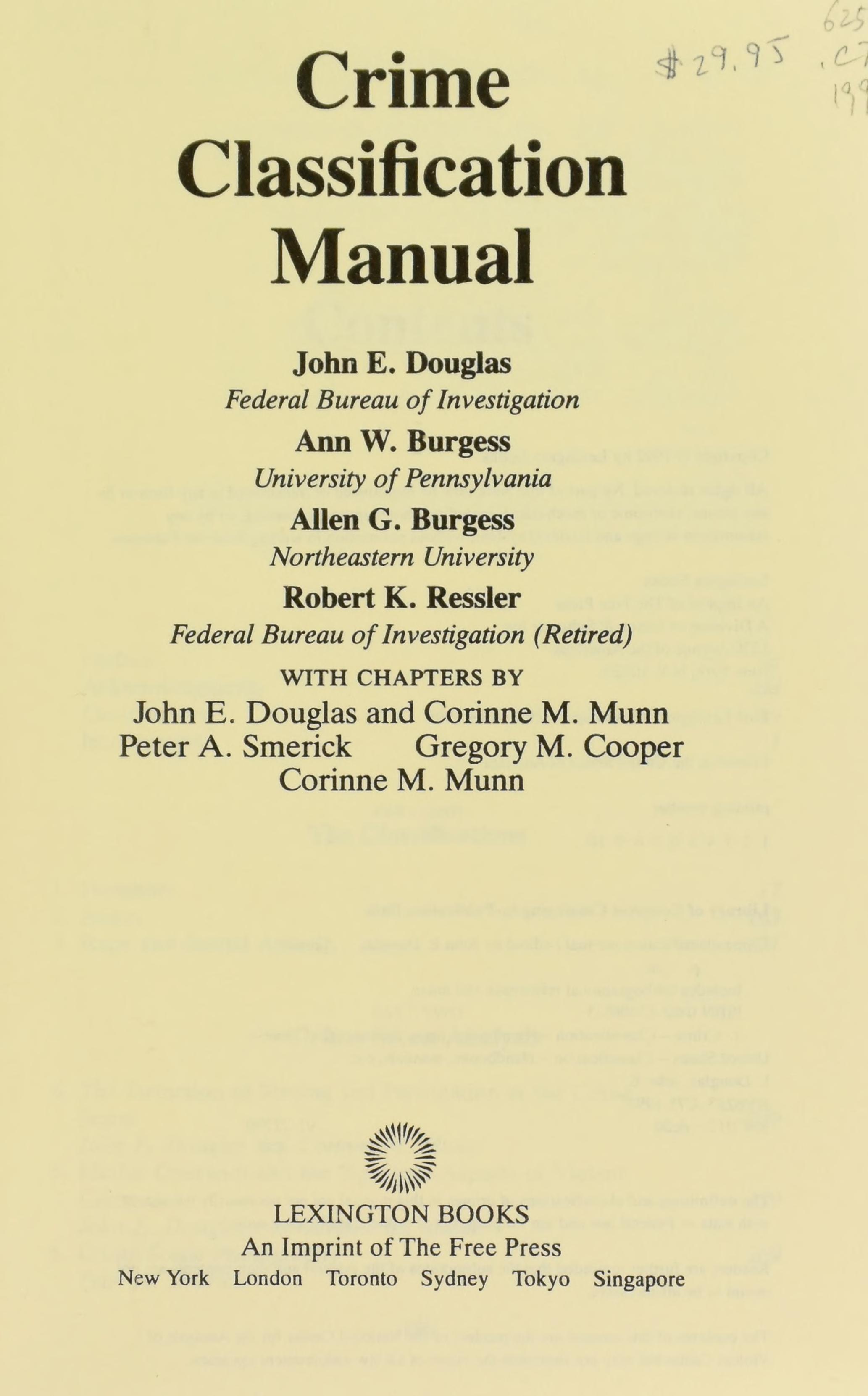 Crime Classification Manual --1995 Publication.