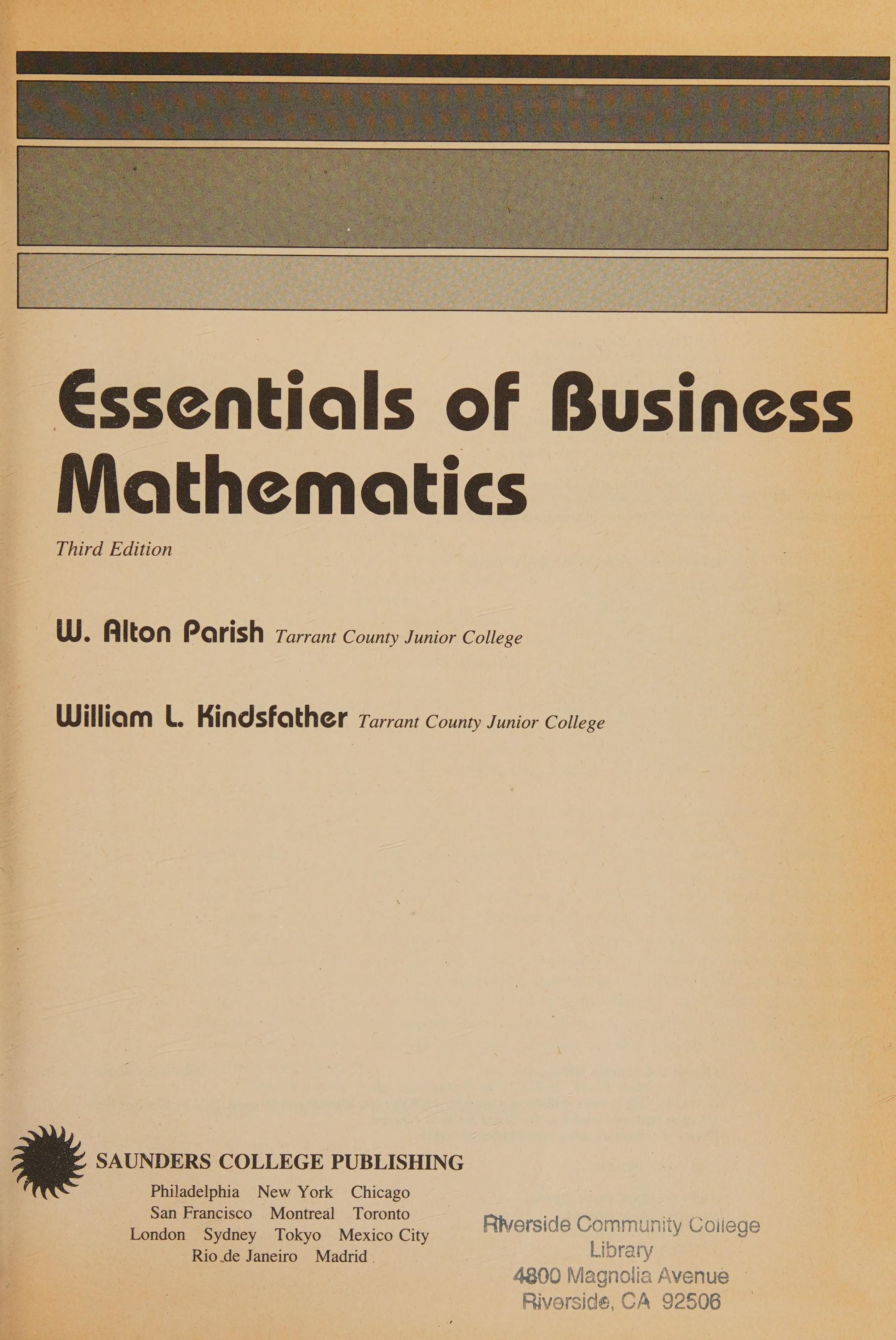 Essentials of Business Mathematics