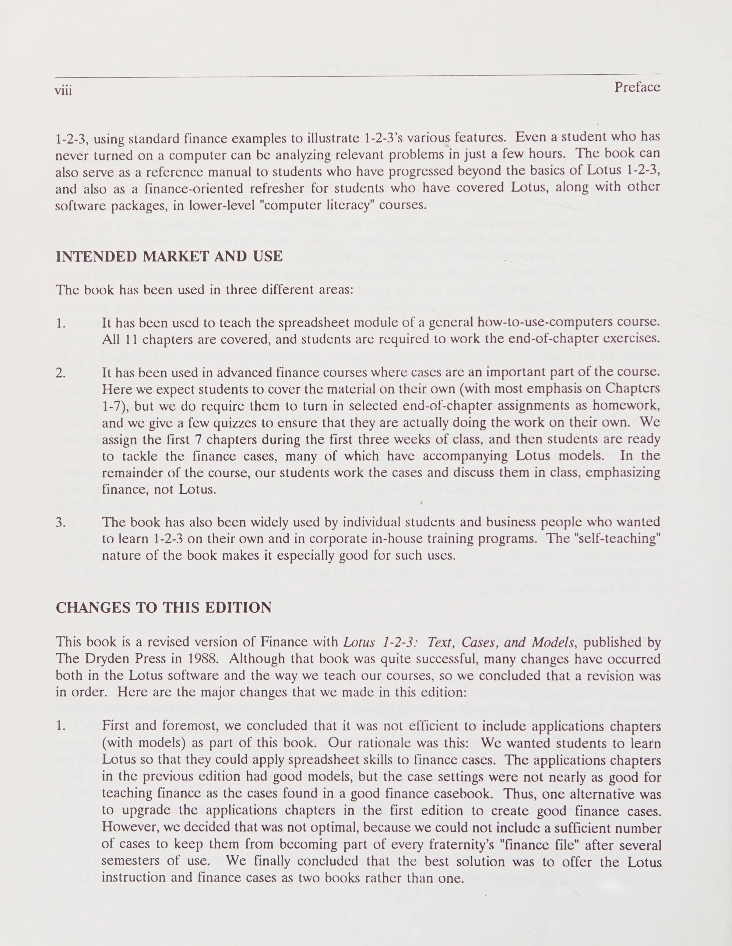 Finance With Lotus 1-2-3: Text and Models Book and 5 1 4 Inch Disk