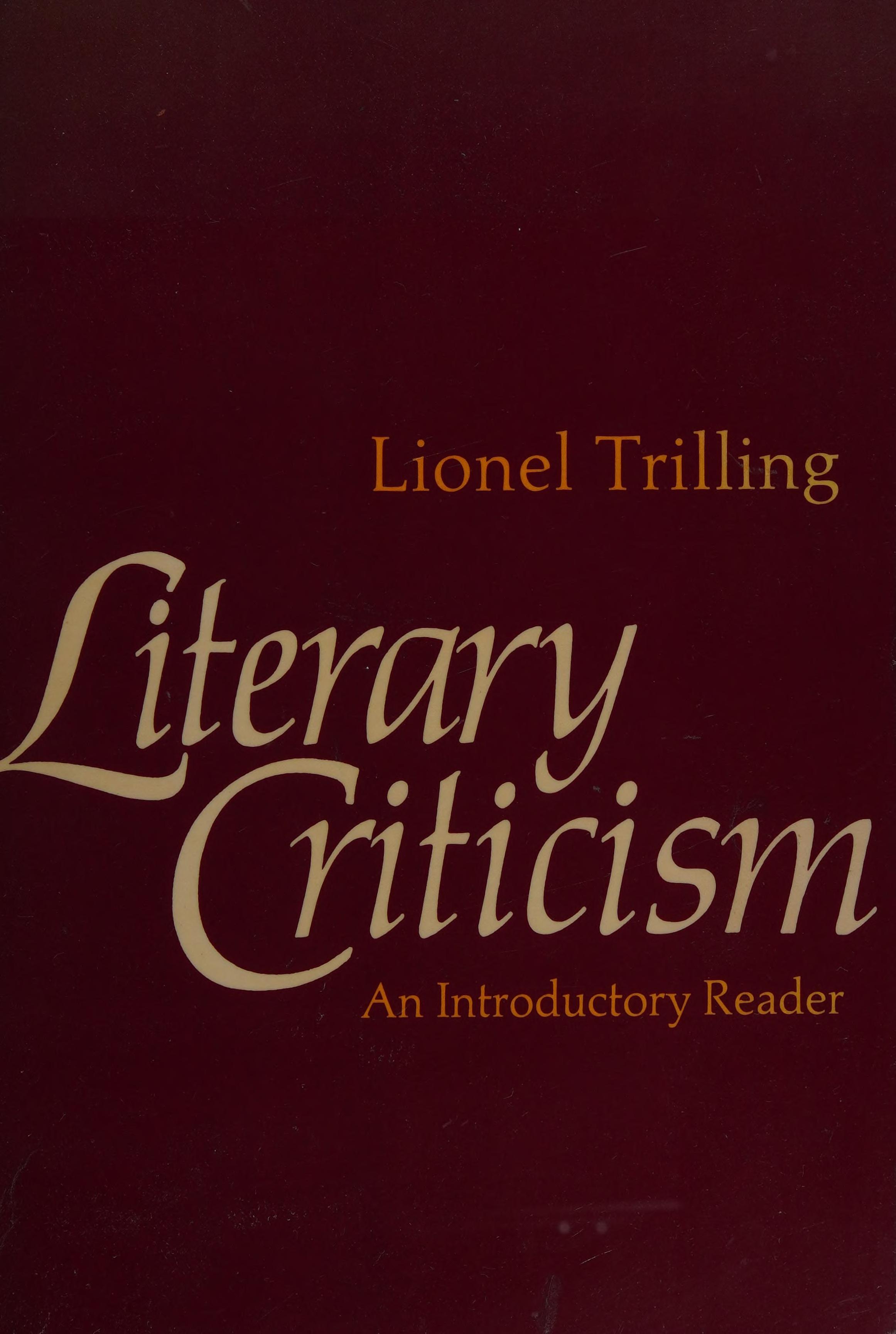 Literary Criticism; An Introductory Reader