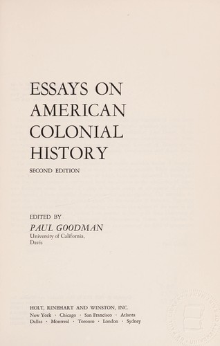 Essays on American colonial history