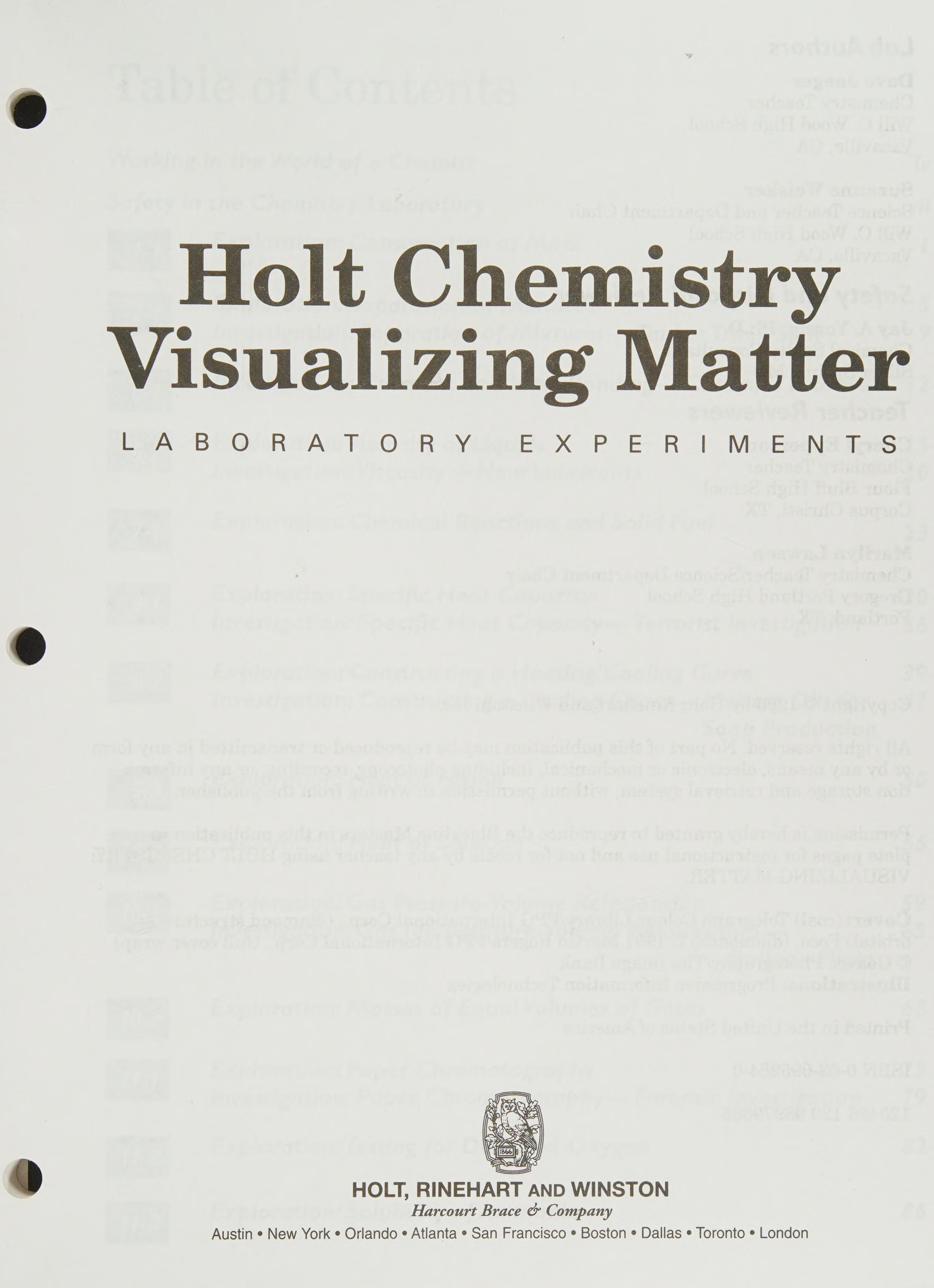 Chemistry Grade 12 Lab Experiments Visualizing Matter