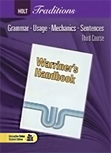Chapter Tests with Answer Key for Warriner's Handbook, Third Course, Holt Traditions