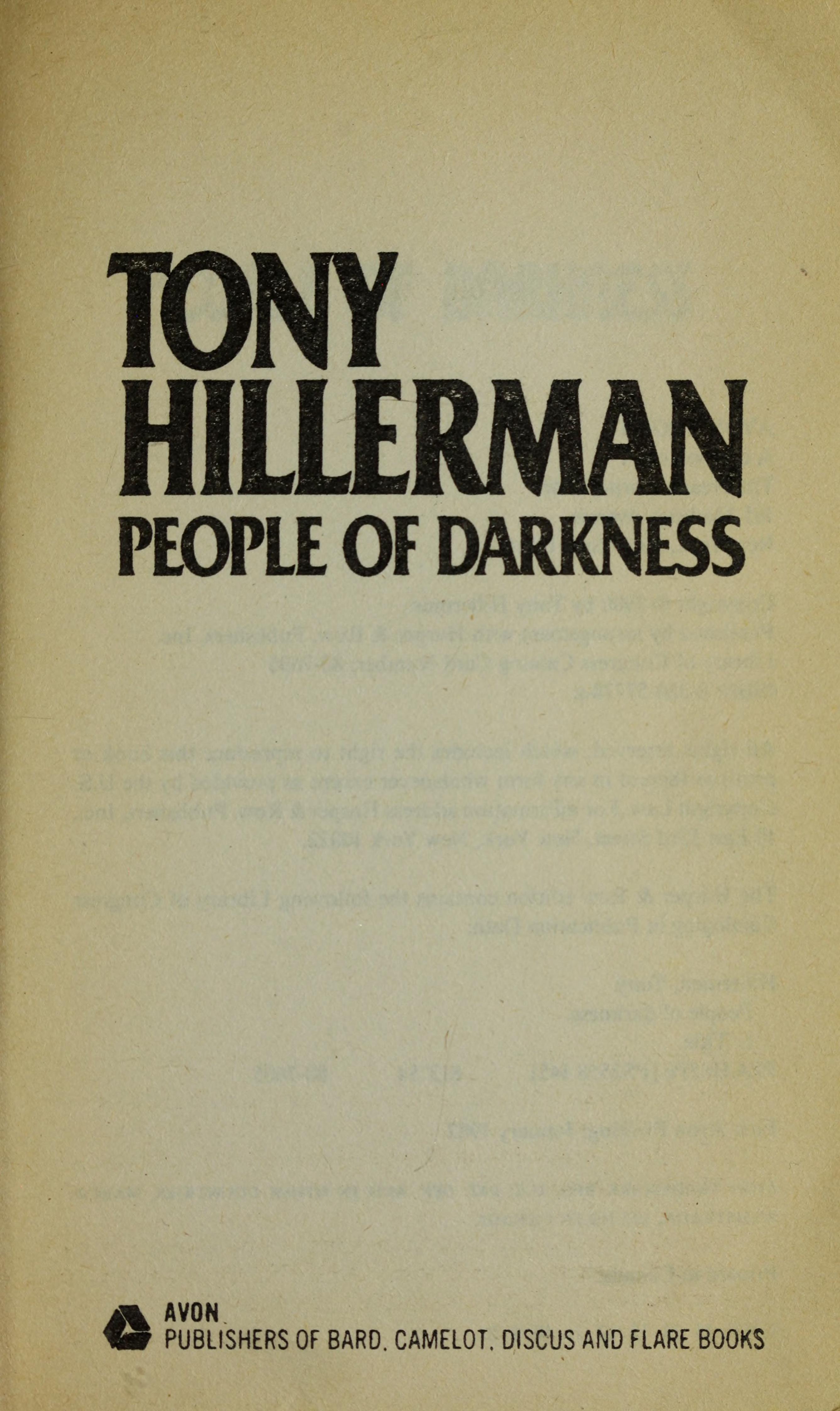 People of Darkness by HILLERMAN TONY and Tony Hillerman, ISBN 9780060119072