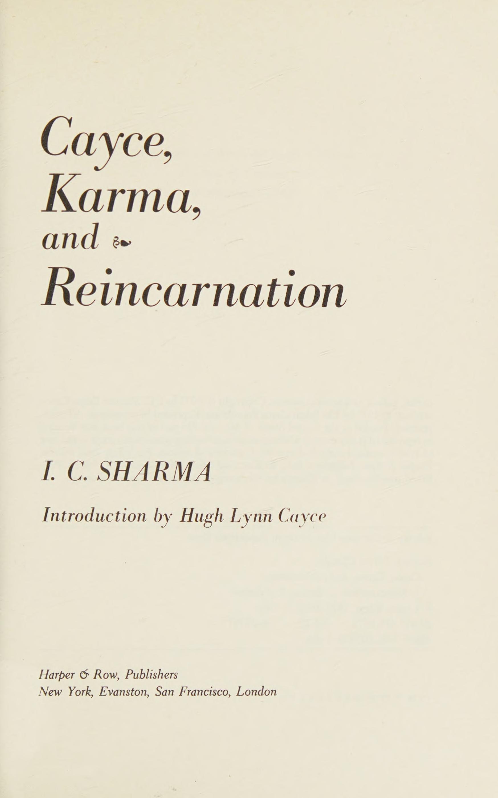 Cayce, Karma, and Reincarnation