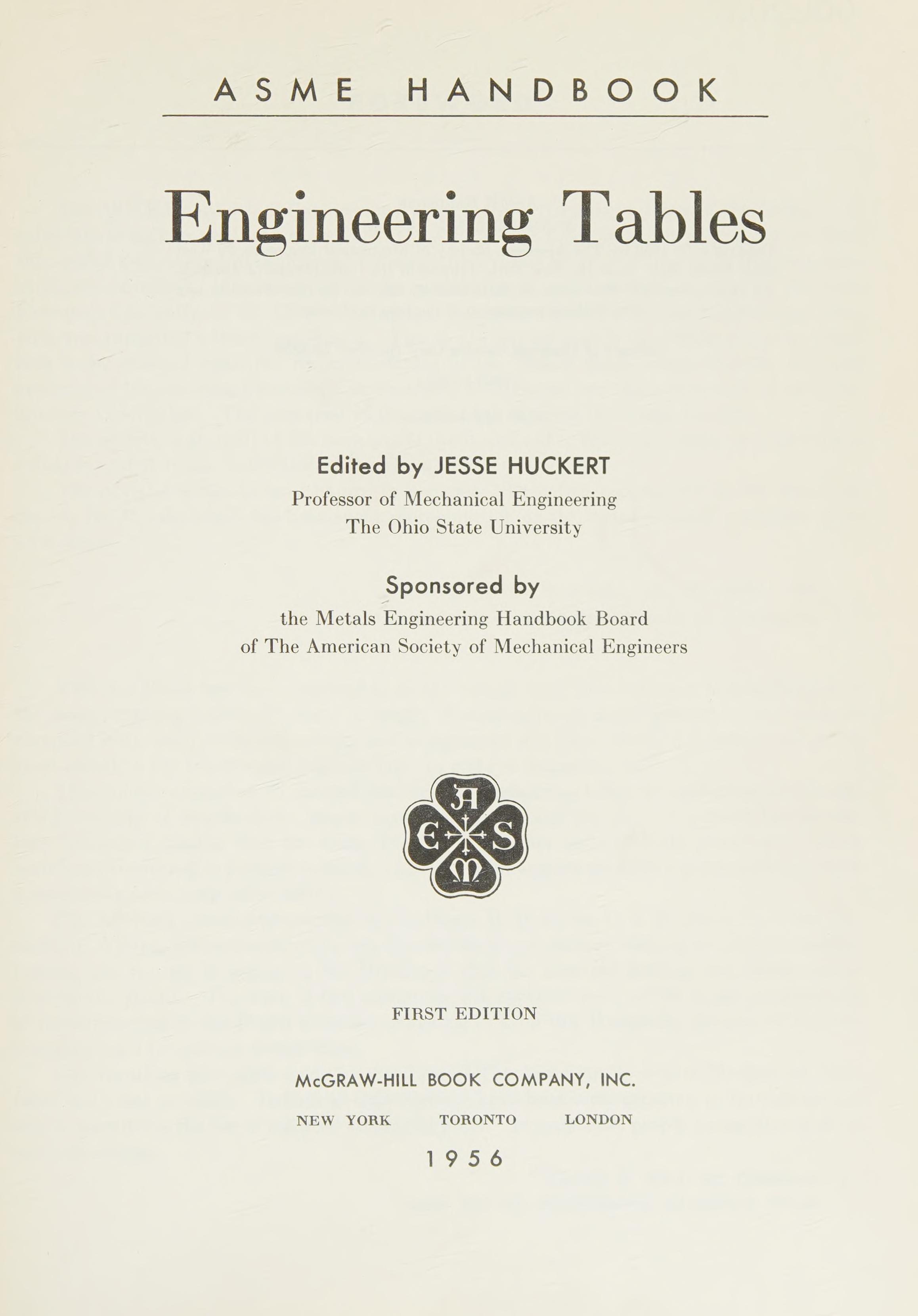Engineering Tables