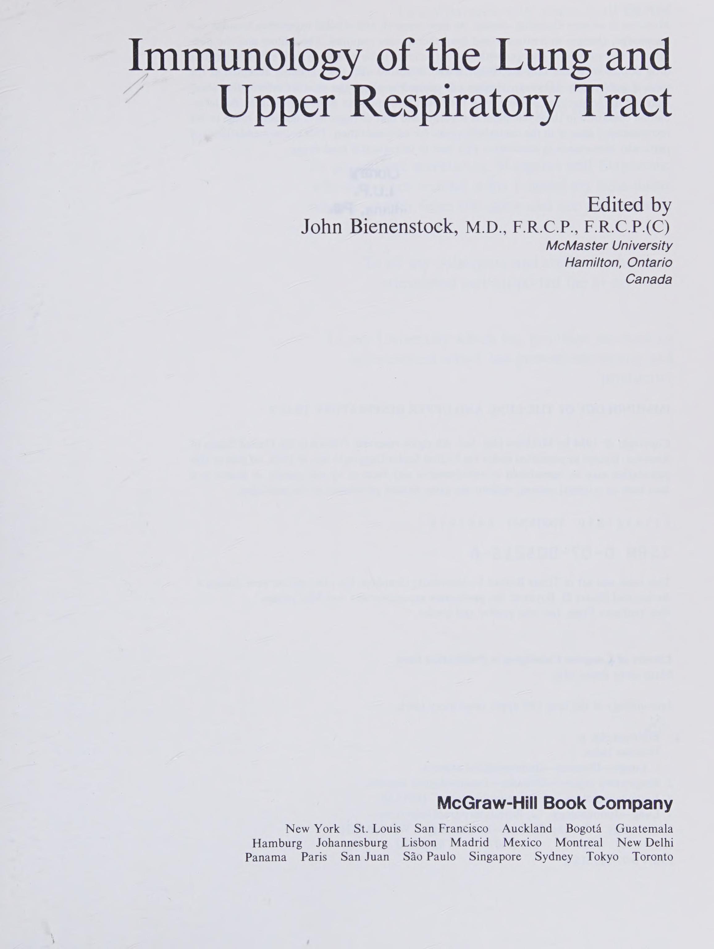 Immunology Of The Lung And Upper Respiratory Tract