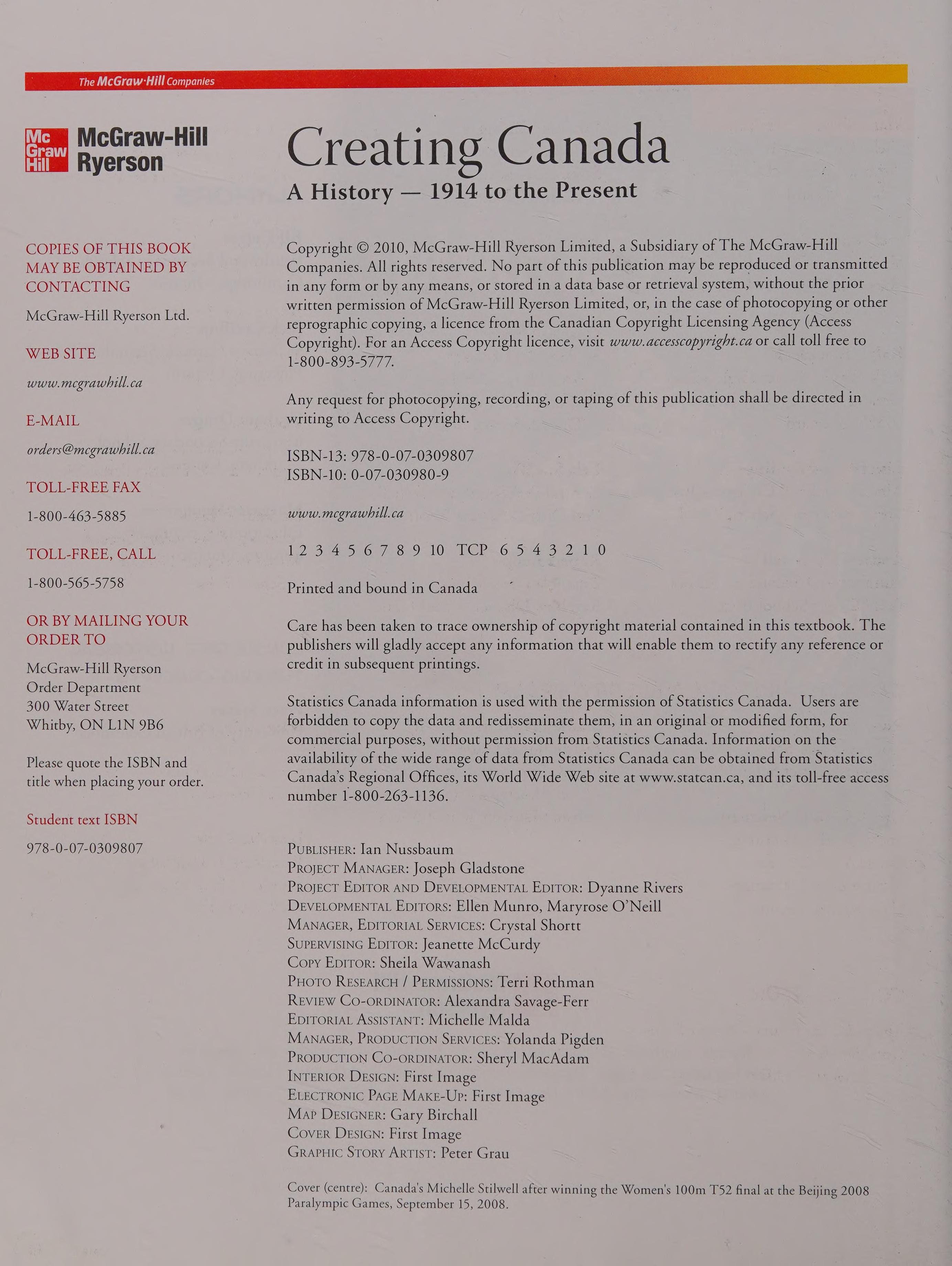 Creating Canada - A History 1914 to Present