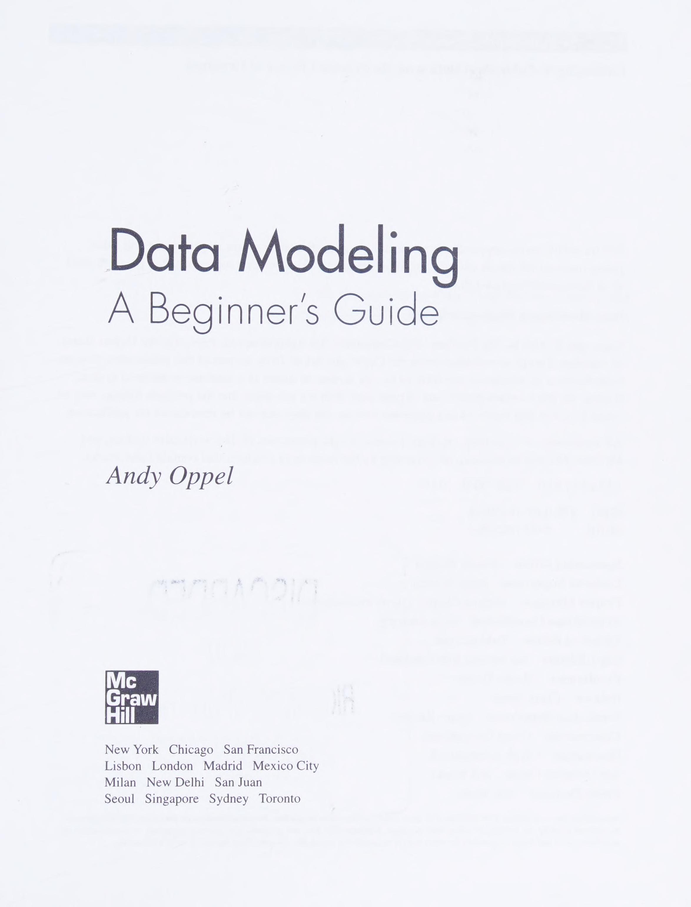 Data Modeling, A Beginner'S Guide