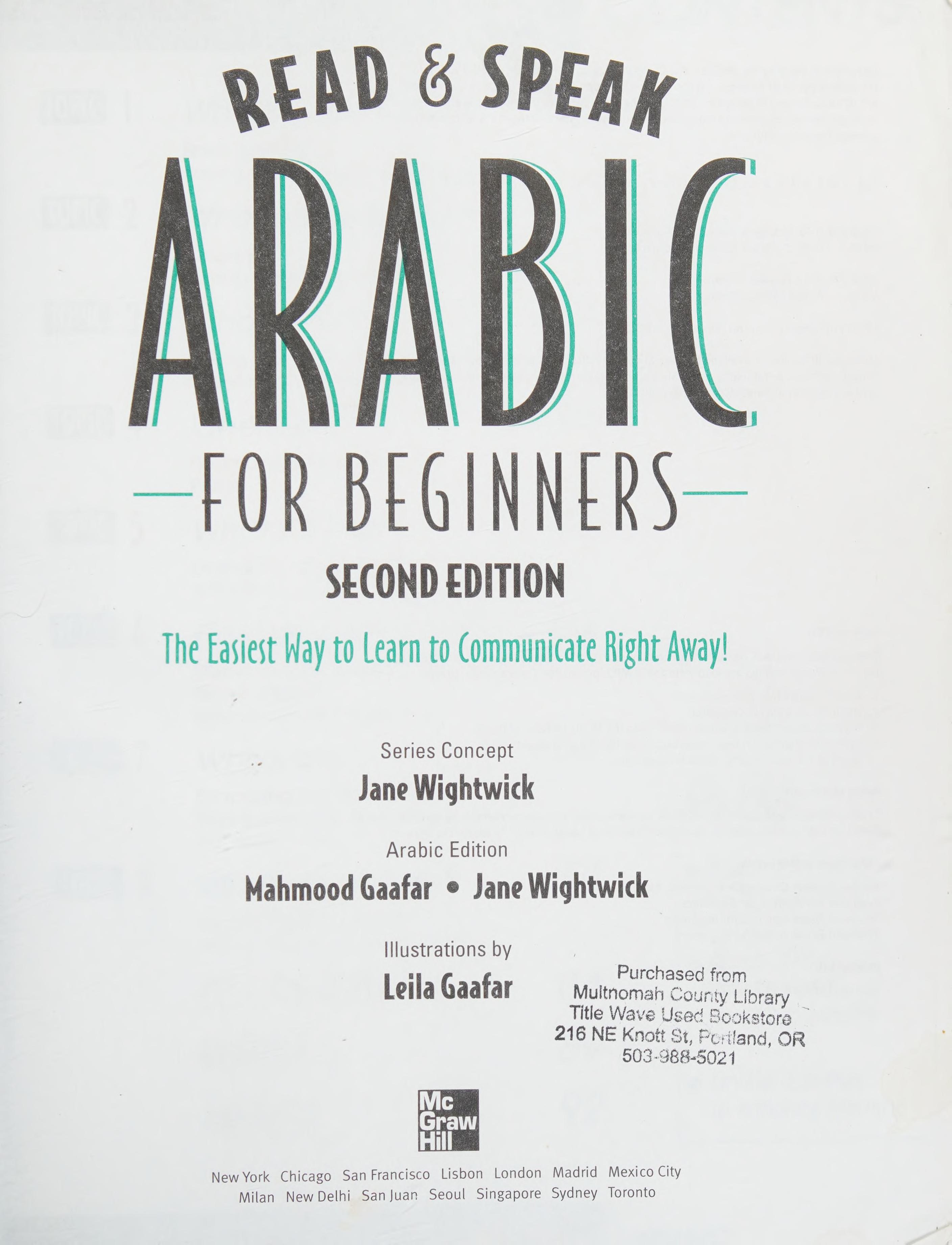 Read and Speak Arabic for Beginners with Audio CD, Second Edition