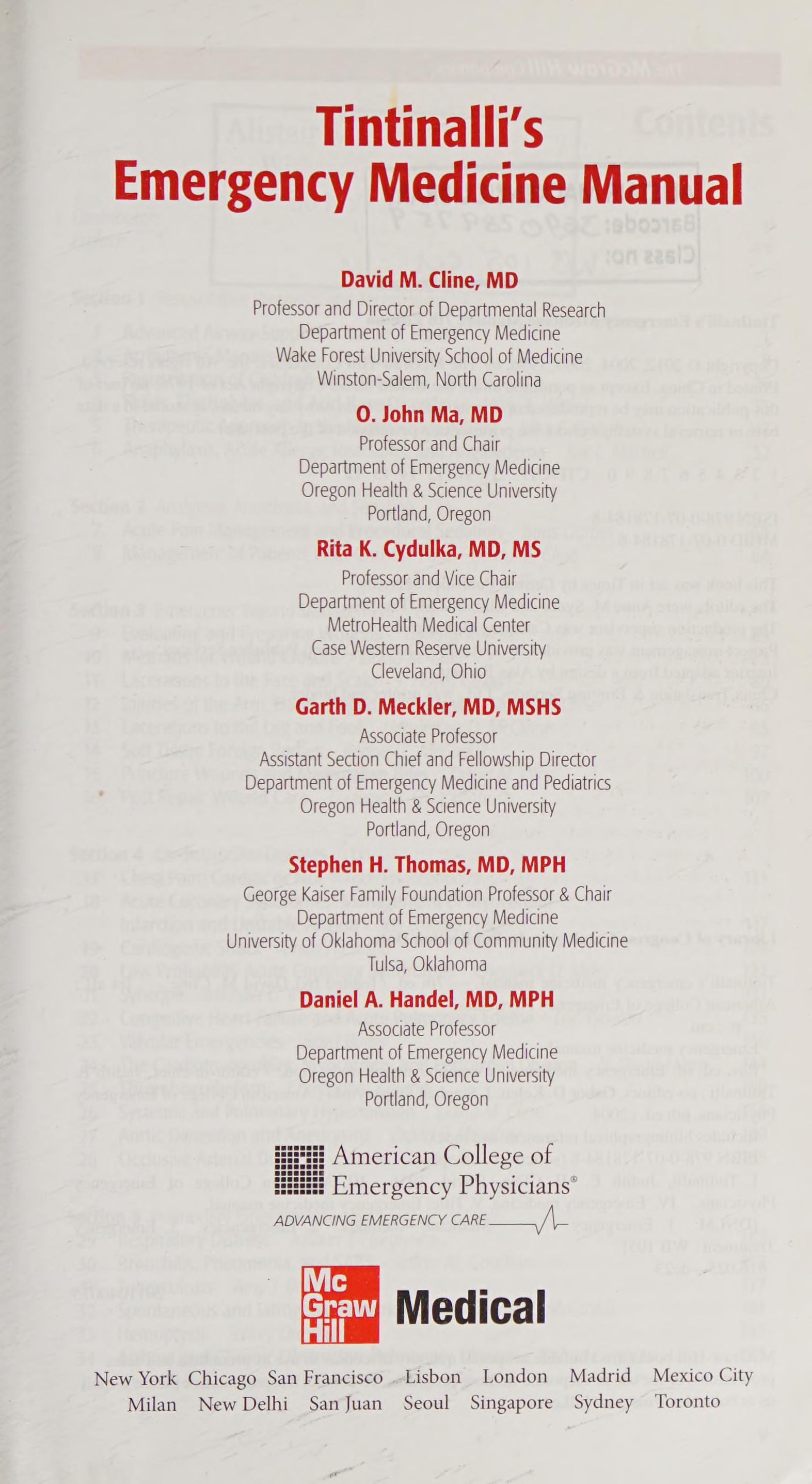 Tintinalli'S Emergency Medicine Manual 7th Edition