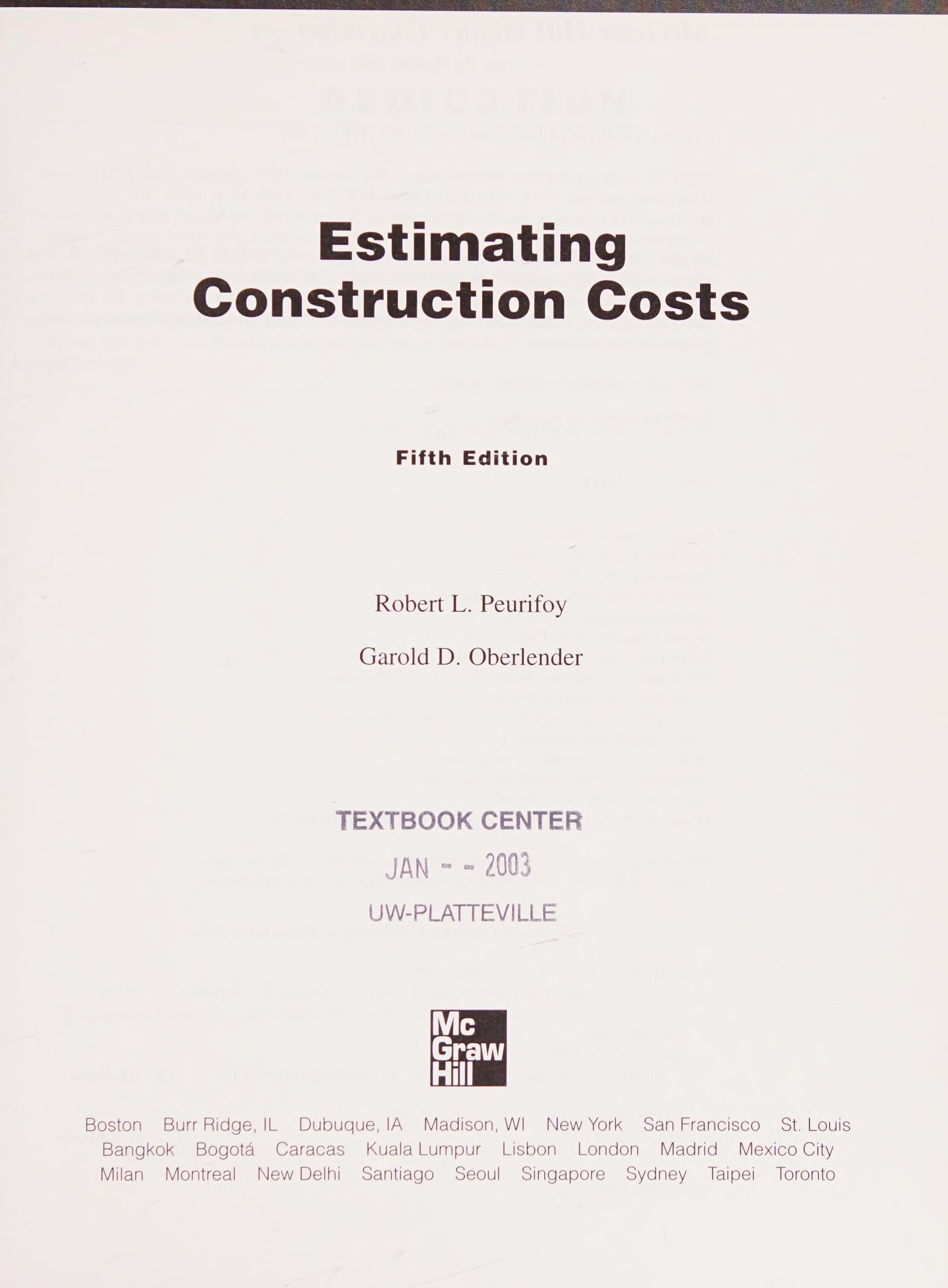 Estimating Construction Costs