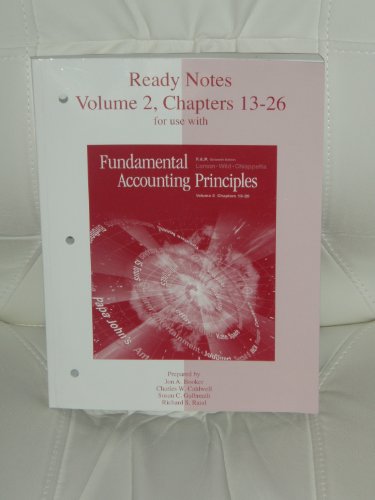Ready Notes, Volume 2, Chapters 13-26 for use with Fundamental Accounting Principles
