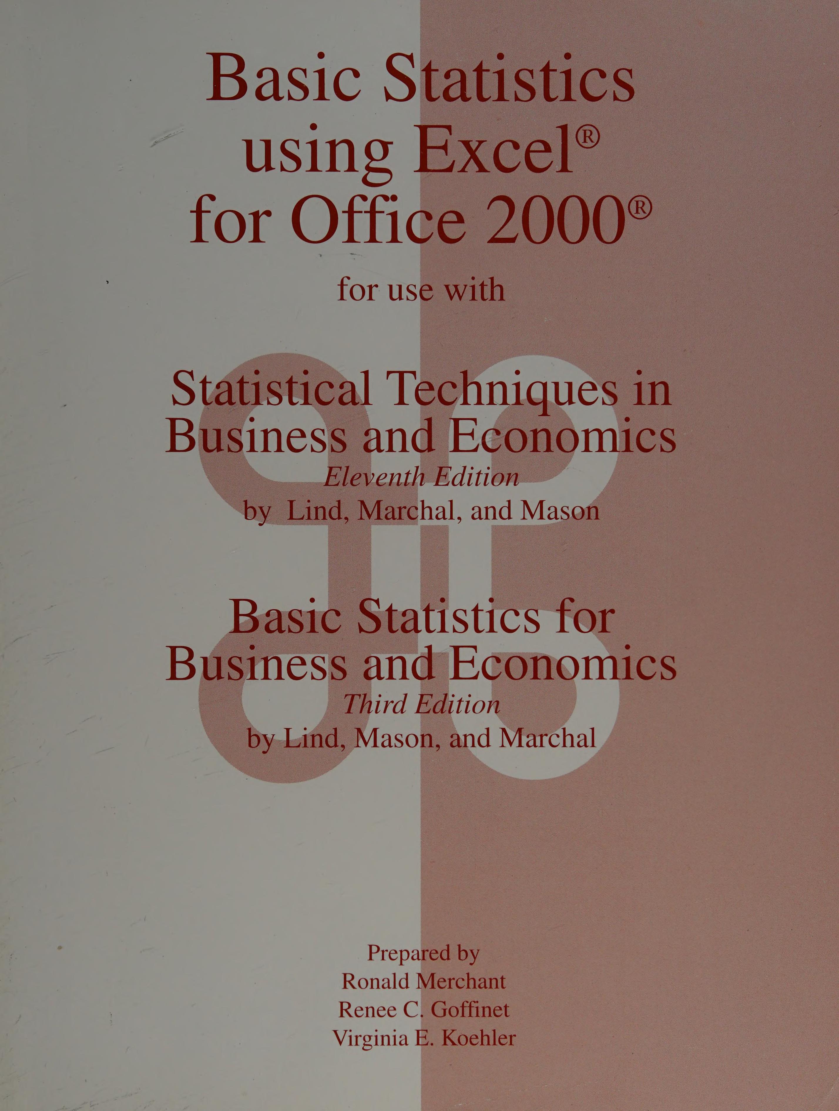 Basic Statistics Using Excel for Office 2000