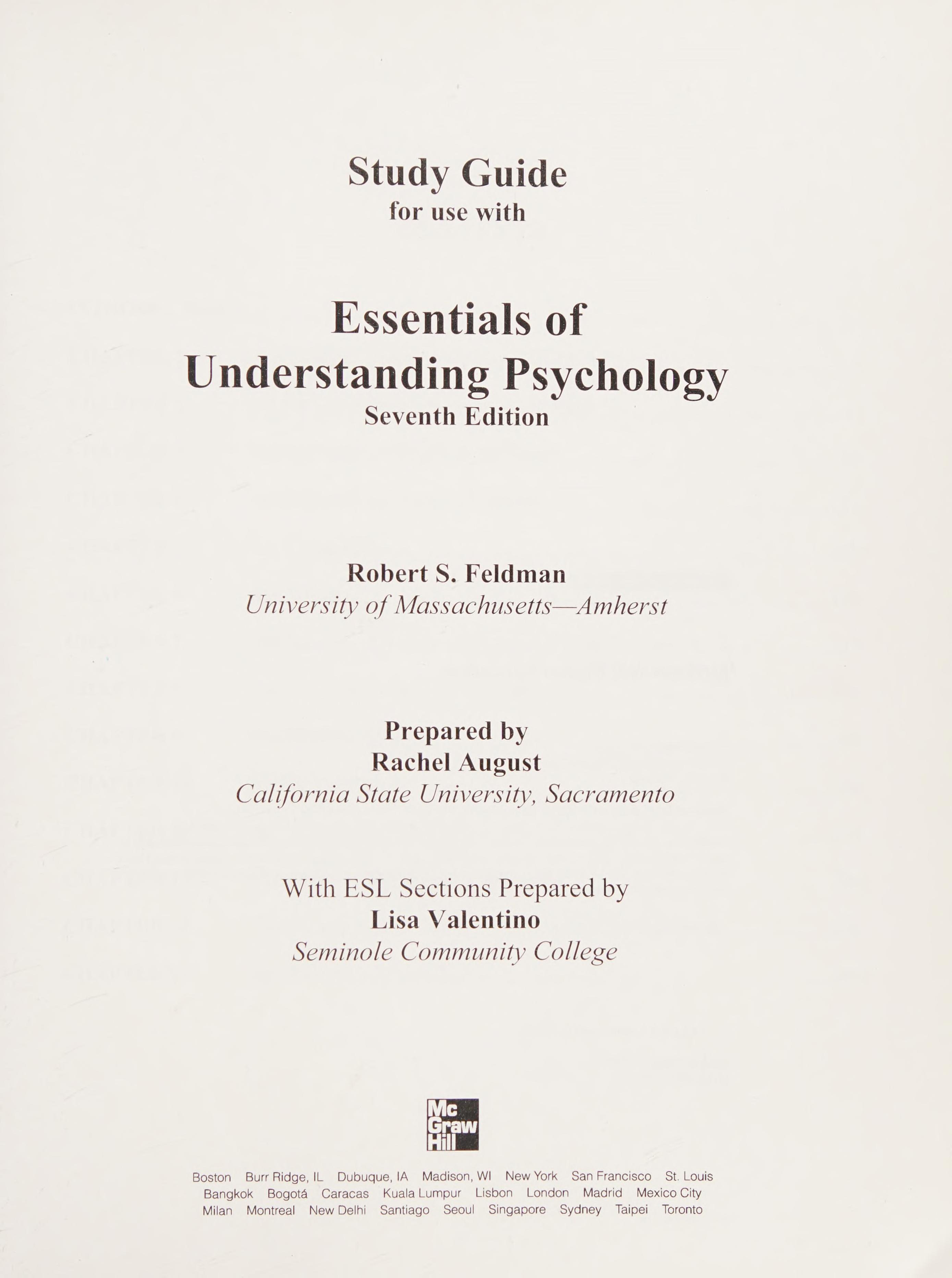 Essentials of Understanding Psych. - Study Guide Only