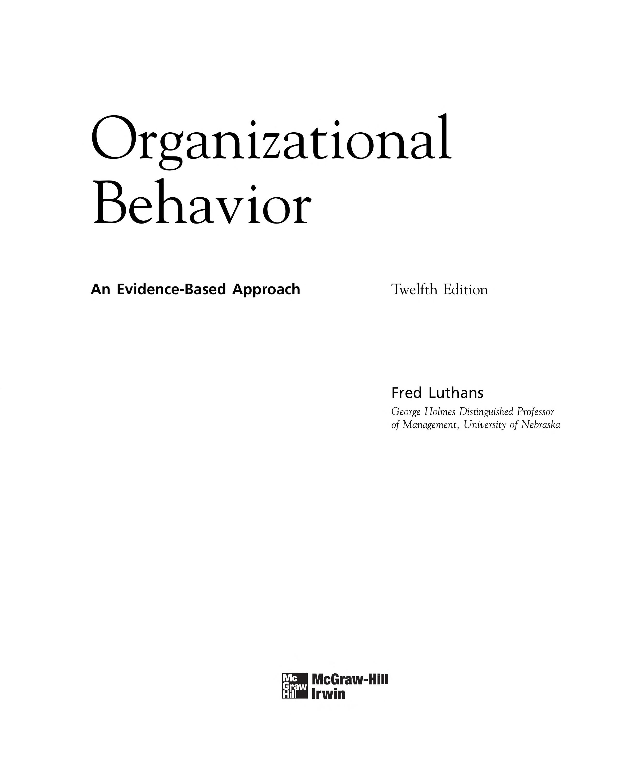Organizational Behavior