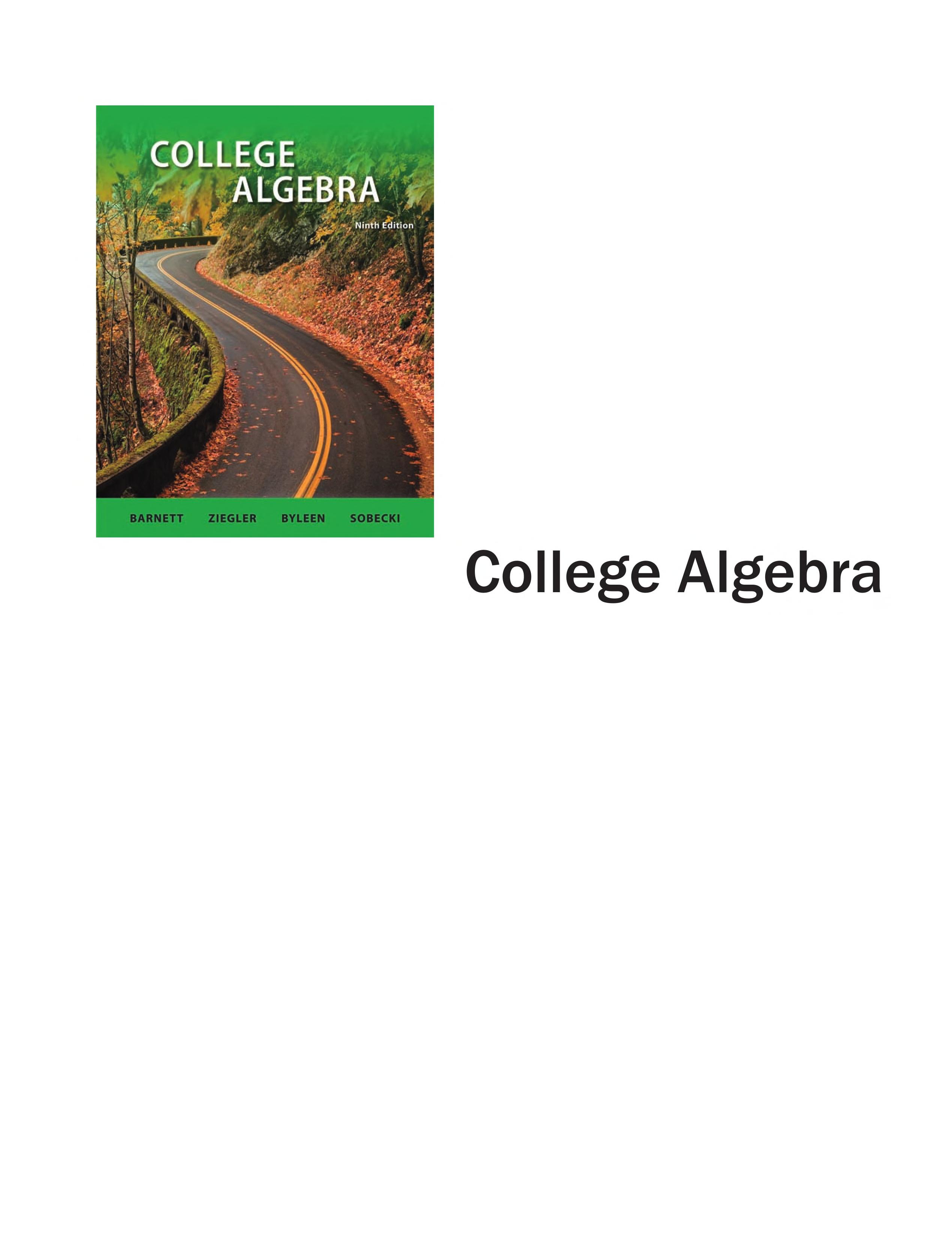 Student Solutions Manual College Algebra