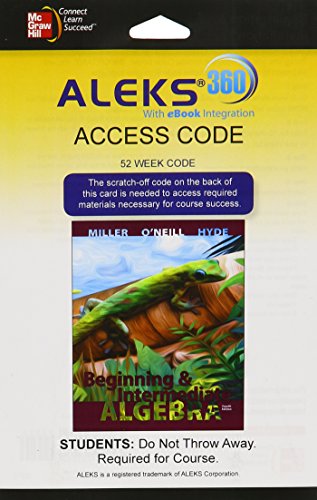 ALEKS 360 Access Card for Beginning &Amp; Intermediate Algebra