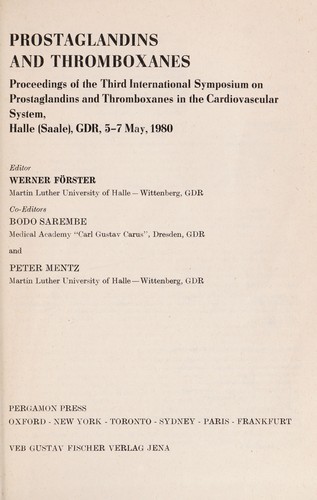 Prostaglandins and Thromoxanes