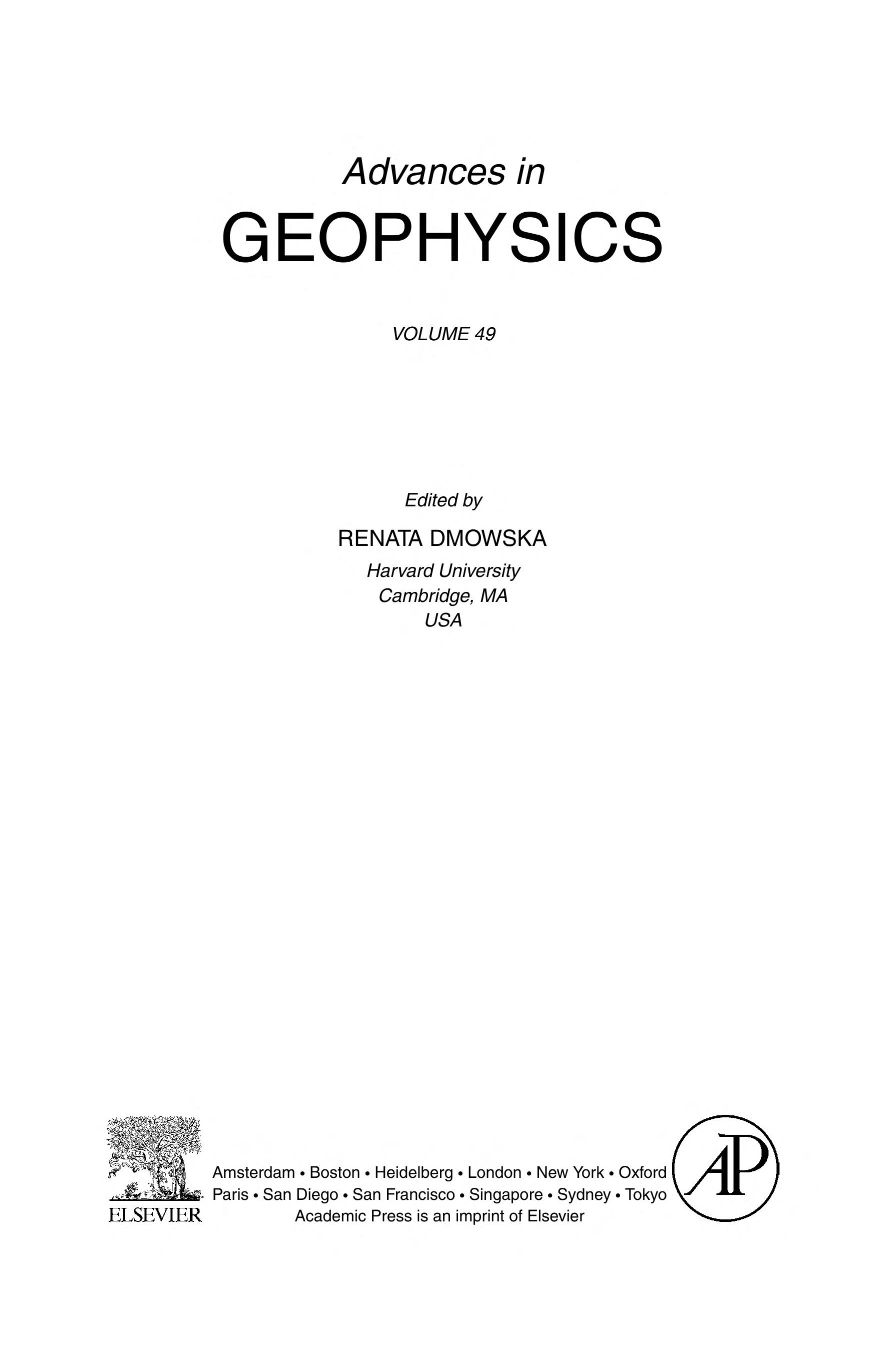 Advances In Geophysics