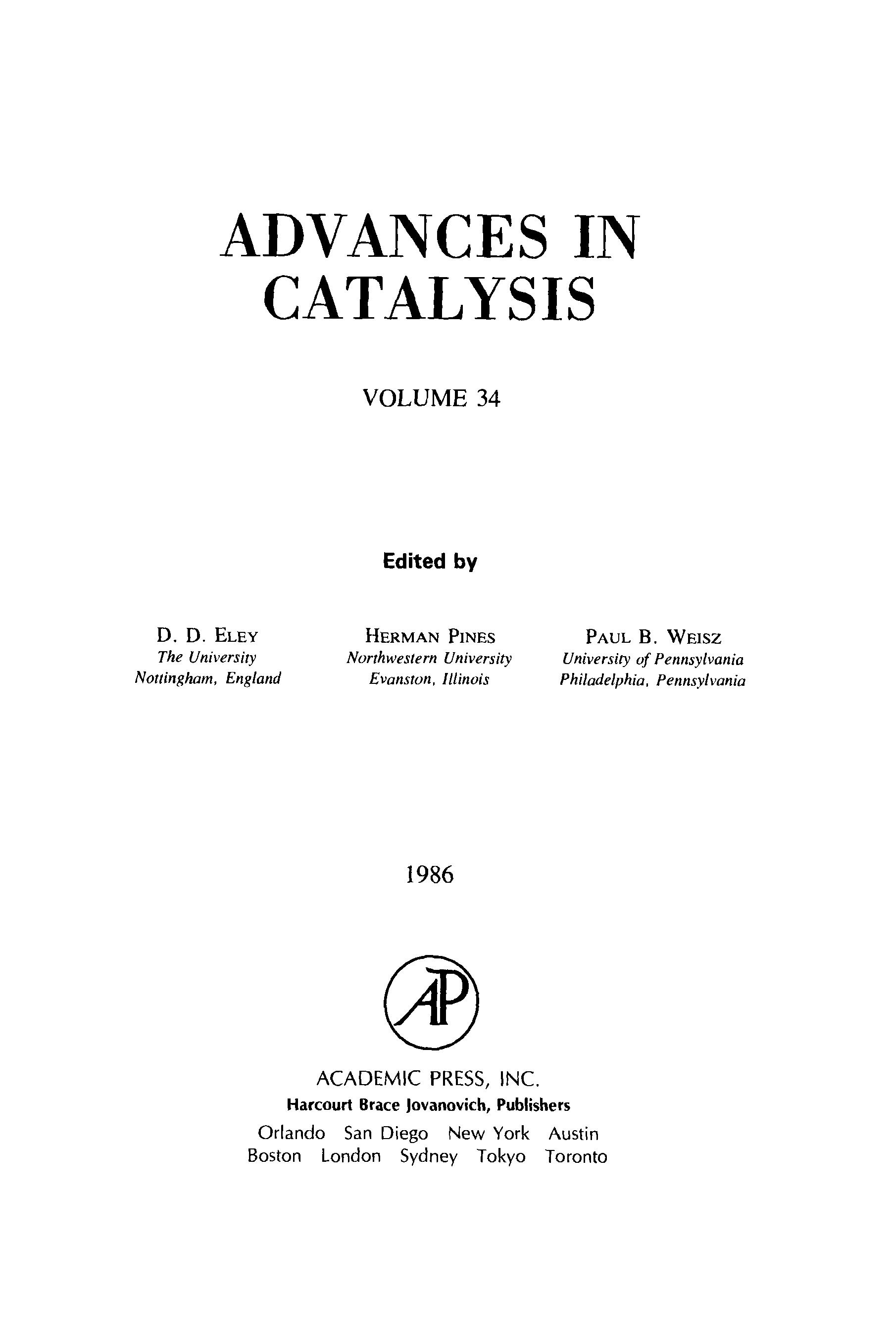 Advances in Catalysis 34