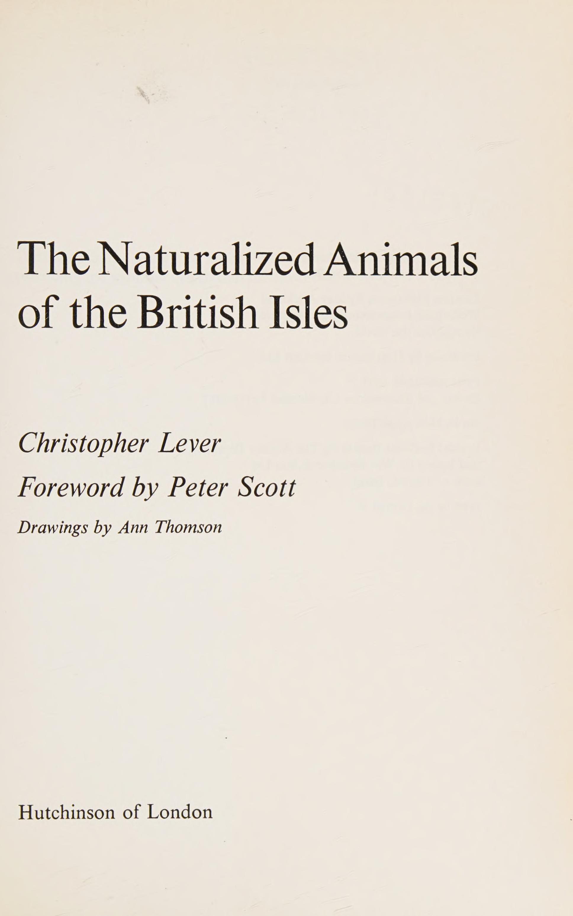 The Naturalized Animals of the British Isles
