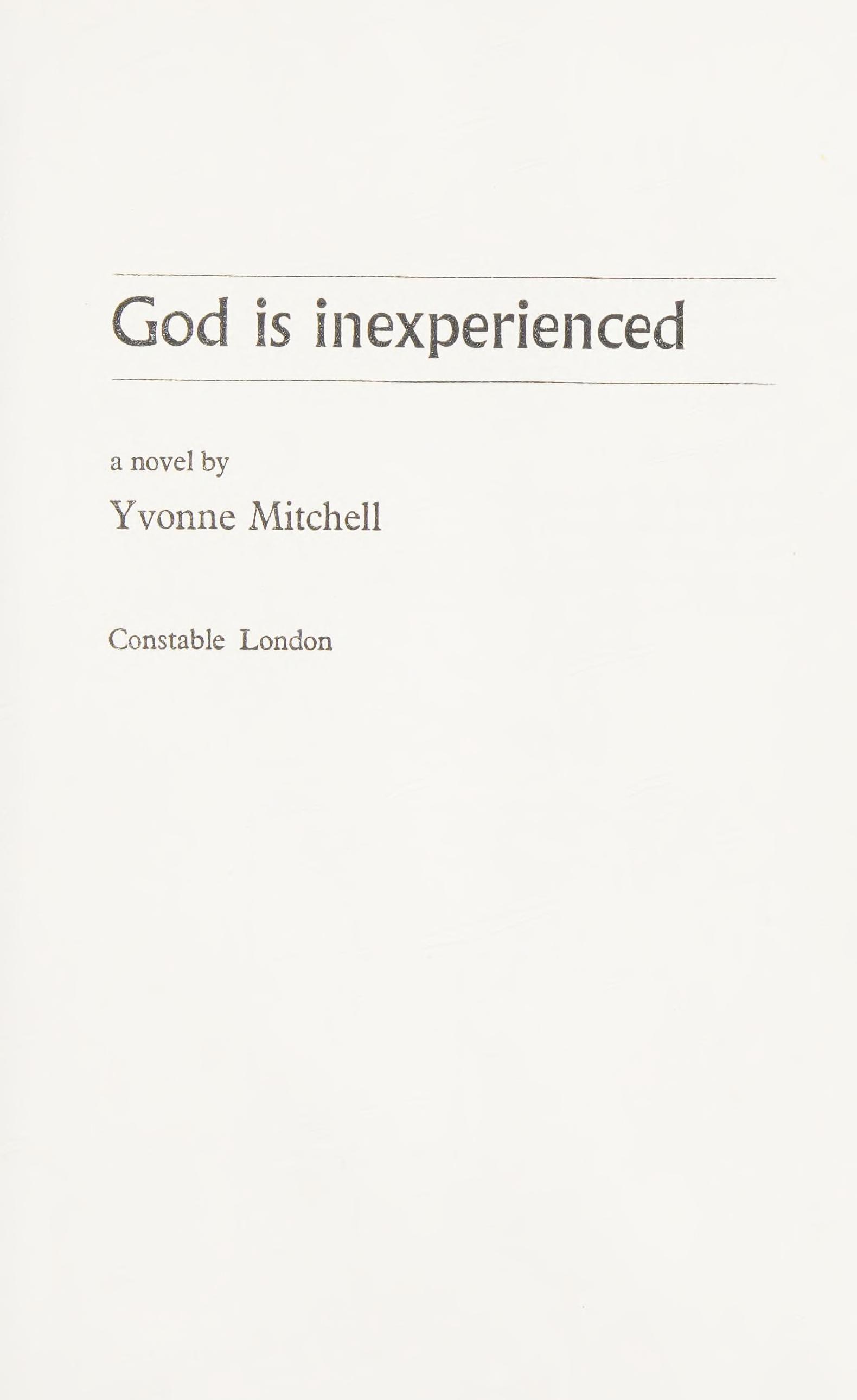 God Is Inexperienced: A Novel