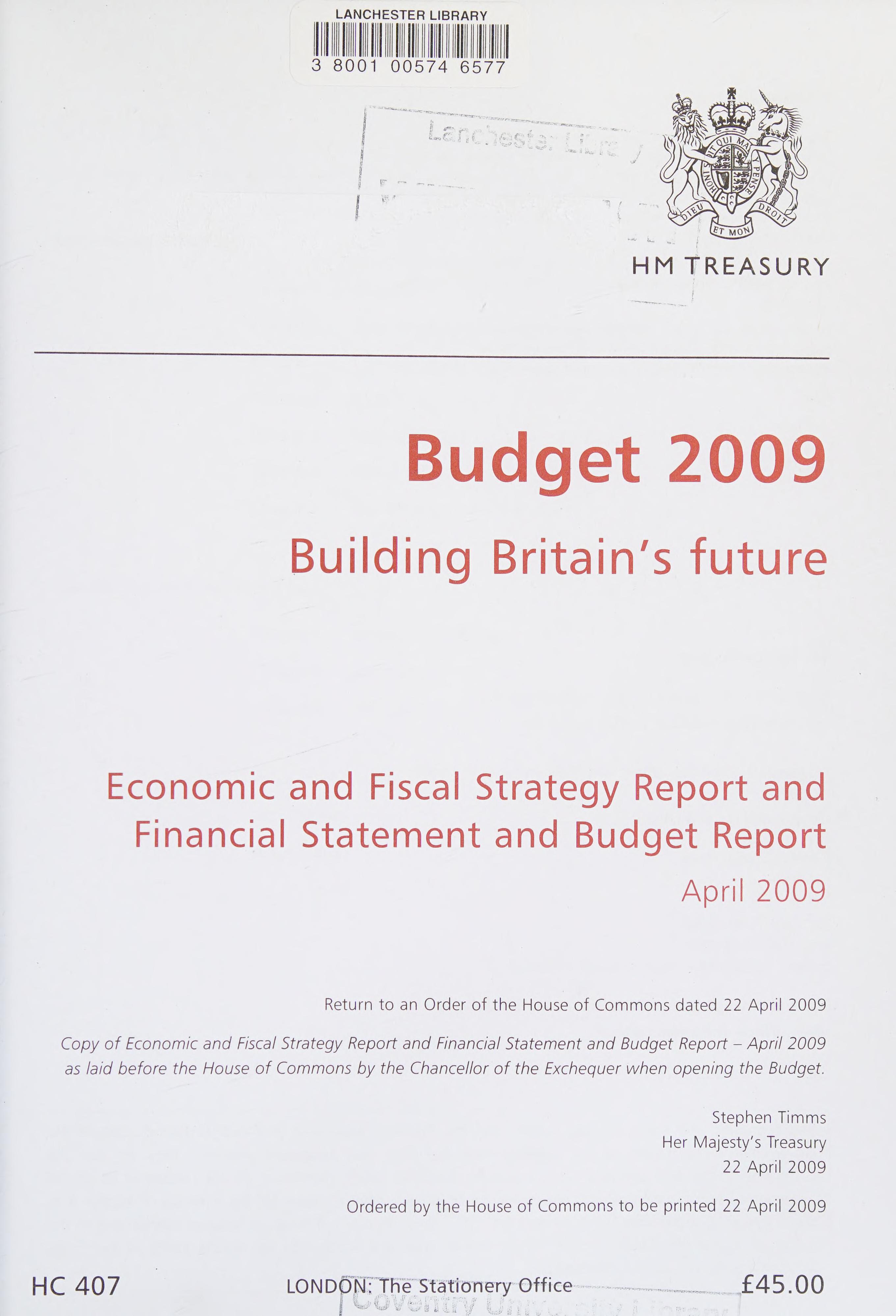 Financial Statement and Budget Report