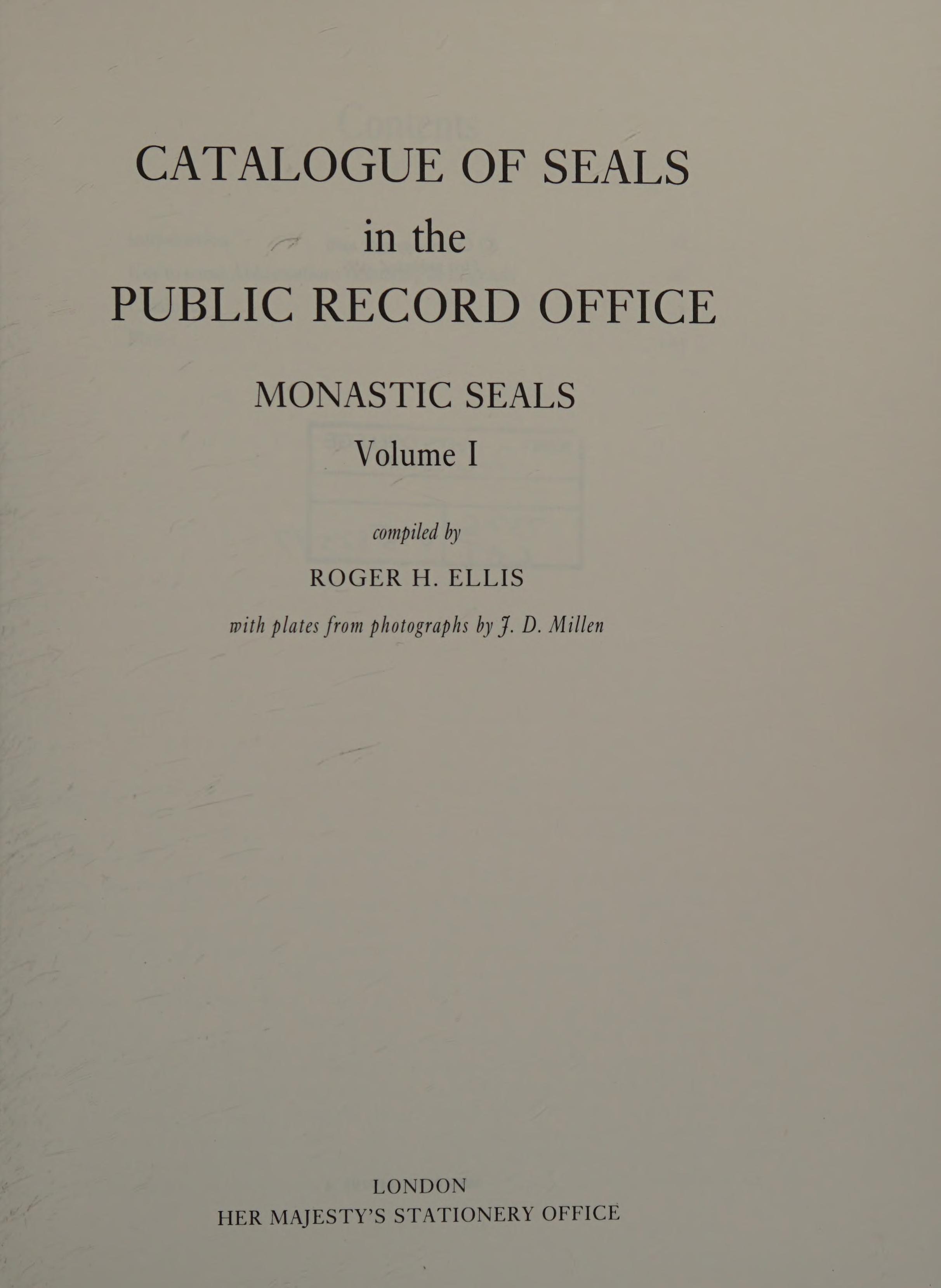 Catalogue Of Seals In The Public Record Office: Monastic Seals