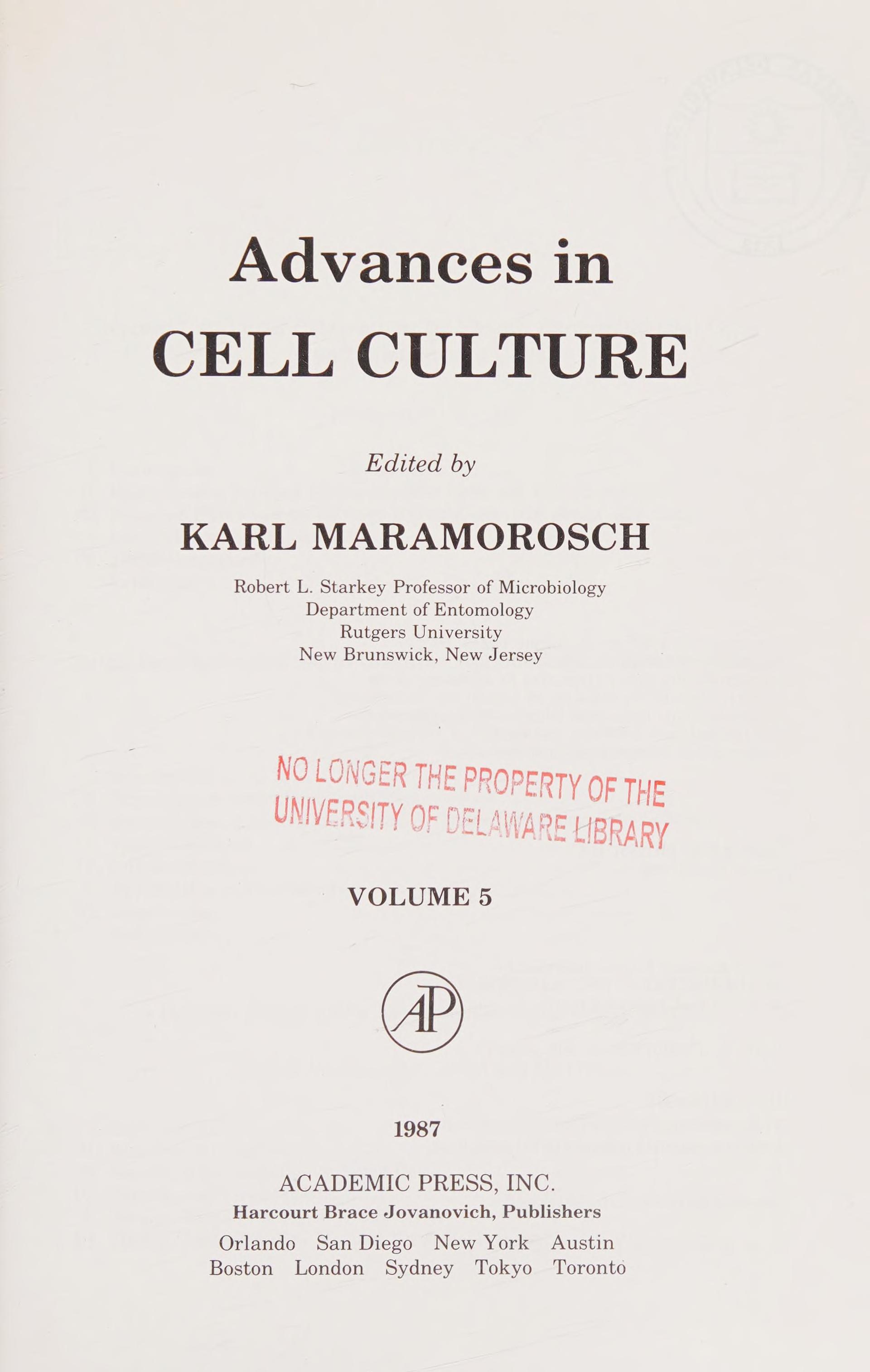 Advances in Cell Culture