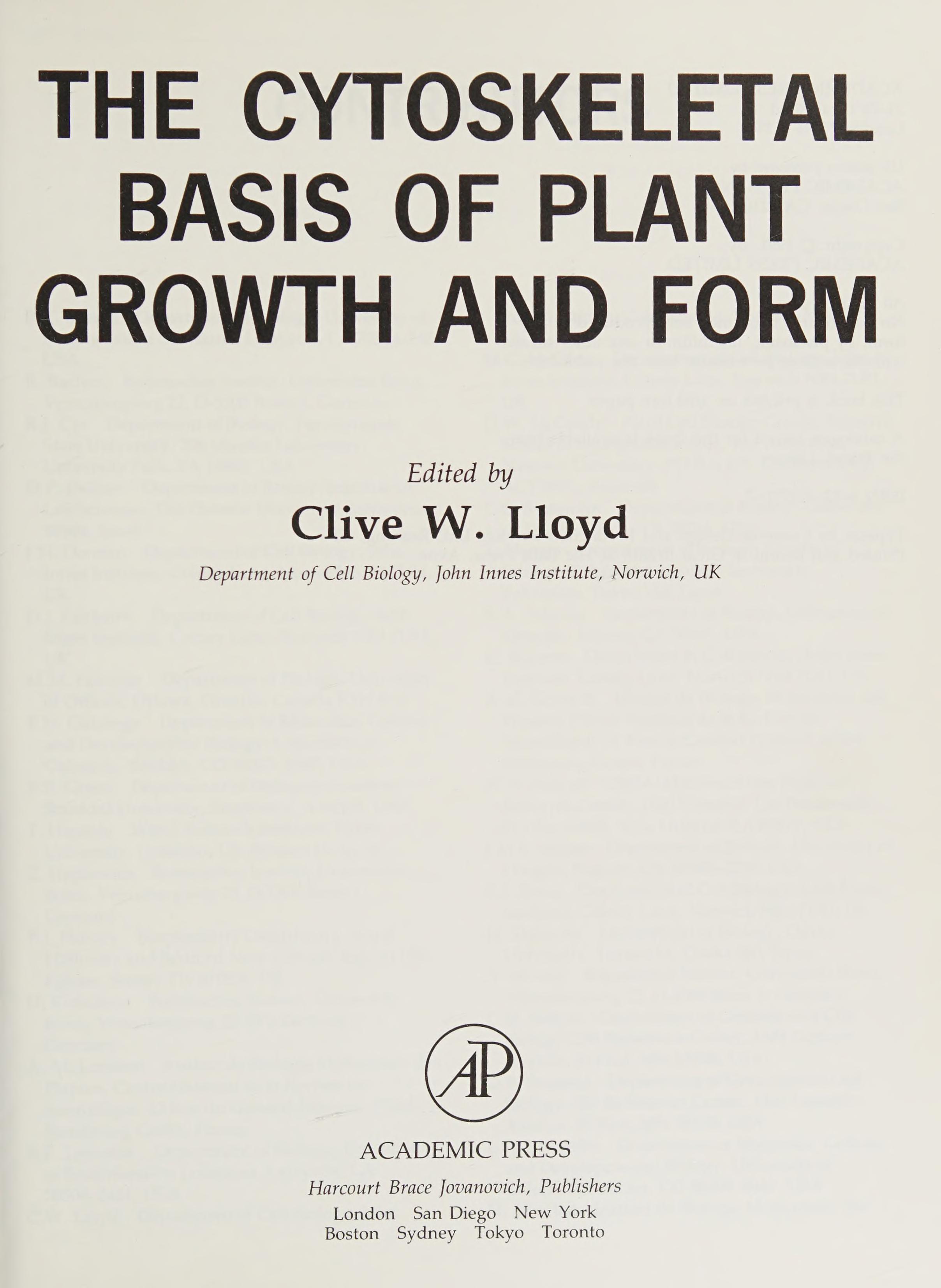 The Cytoskeletal Basis Of Plant Growth And Form