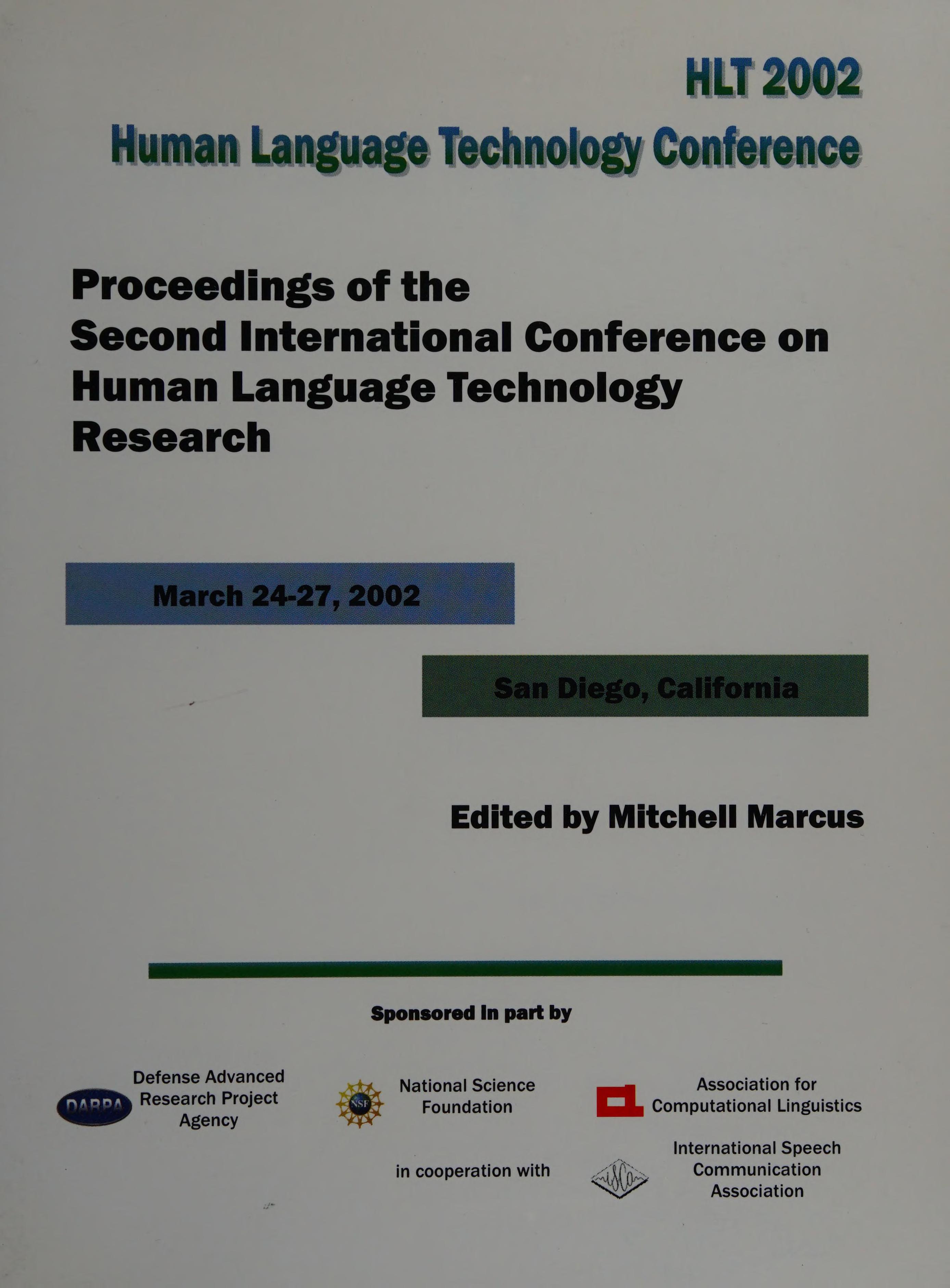 Proceedings Of Hlt 2002