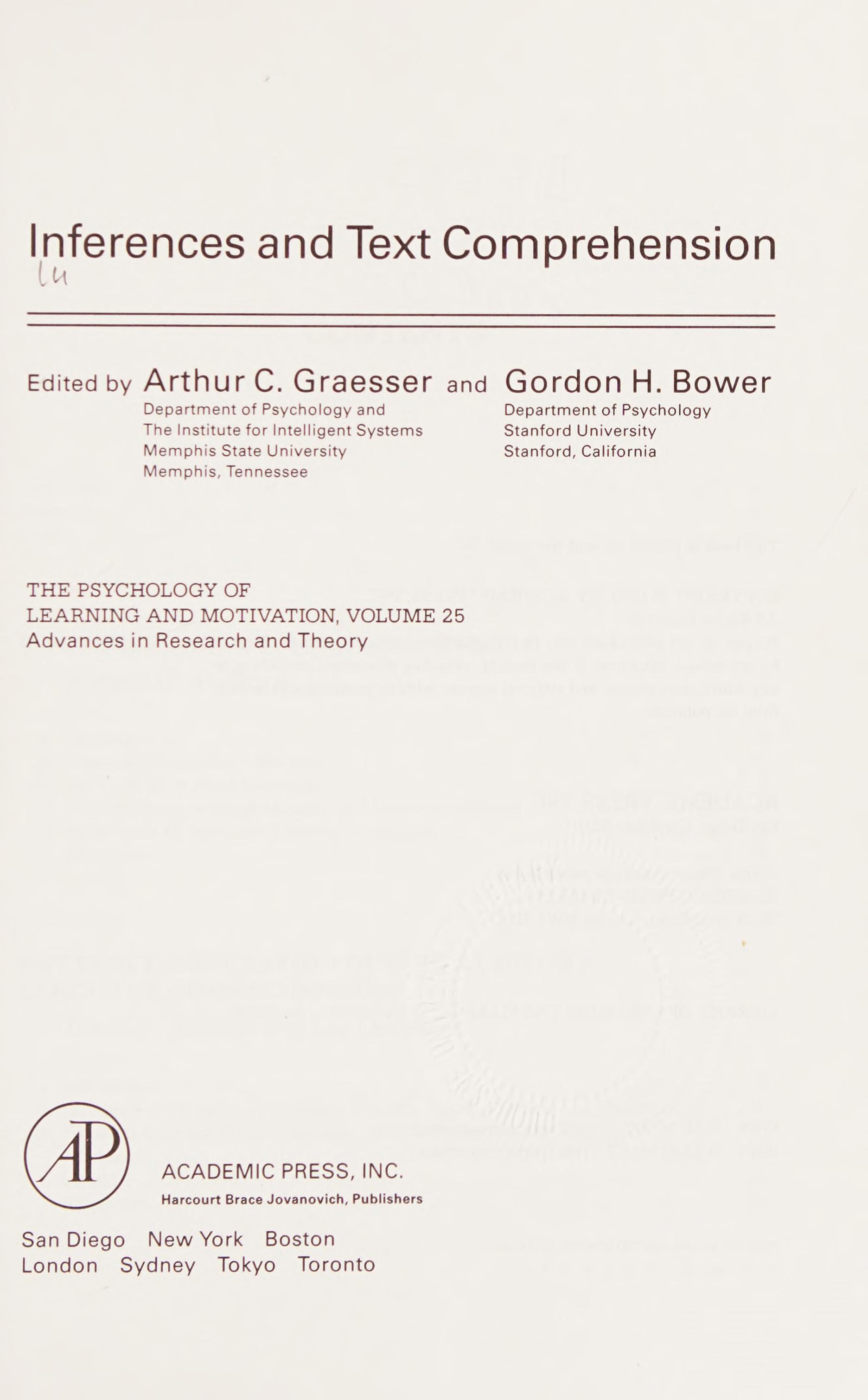 PSYCHOLOGY OF LEARNING&MOTIVTION V25 CTH, Volume 25