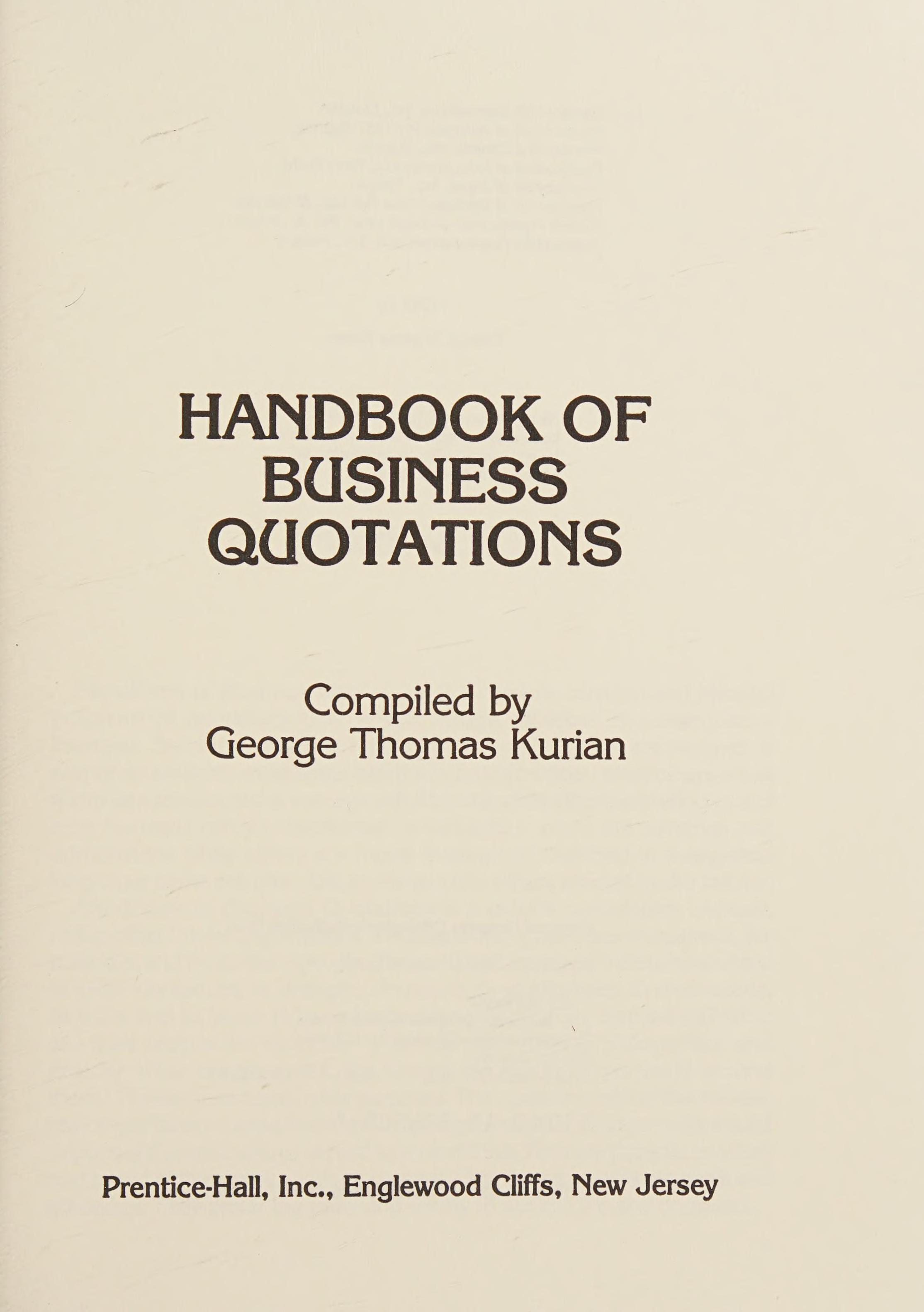 Handbook Of Business Quotations
