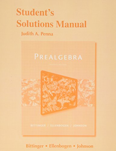 Student'S Solutions Manual For Prealgebra