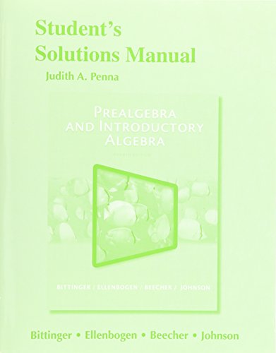 Student'S Solutions Manual For Prealgebra And Introductory Algebra