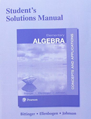 Student'S Solutions Manual For Elementary Algebra: Concepts And Applications