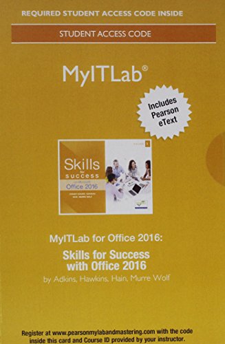 Mylab It with Pearson Etext Access Card For Skills for Success with Office 2016