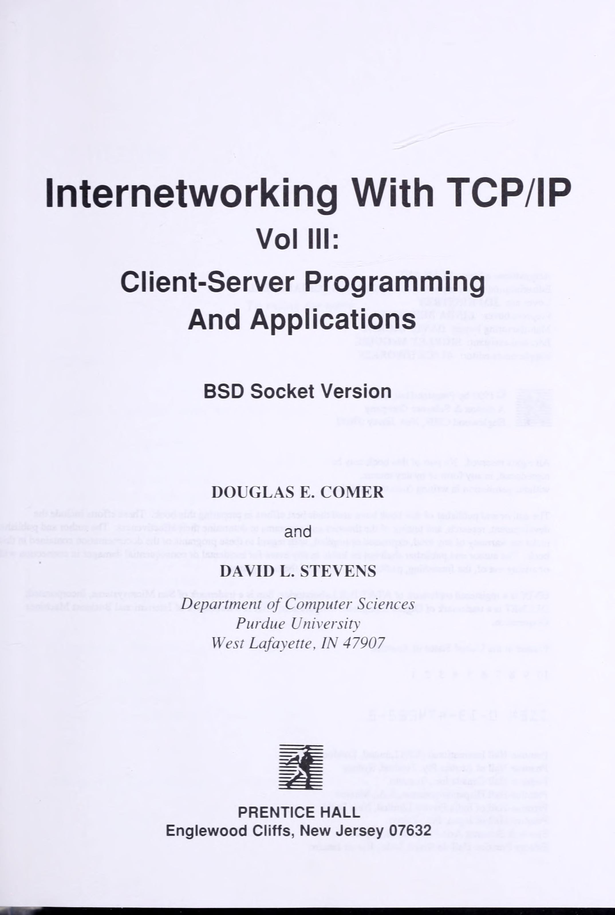 Internetworking With Tcp Ip Edition Volume 3