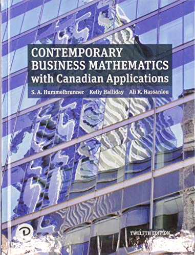 Contemporary Business Mathematics With Canadian Applications