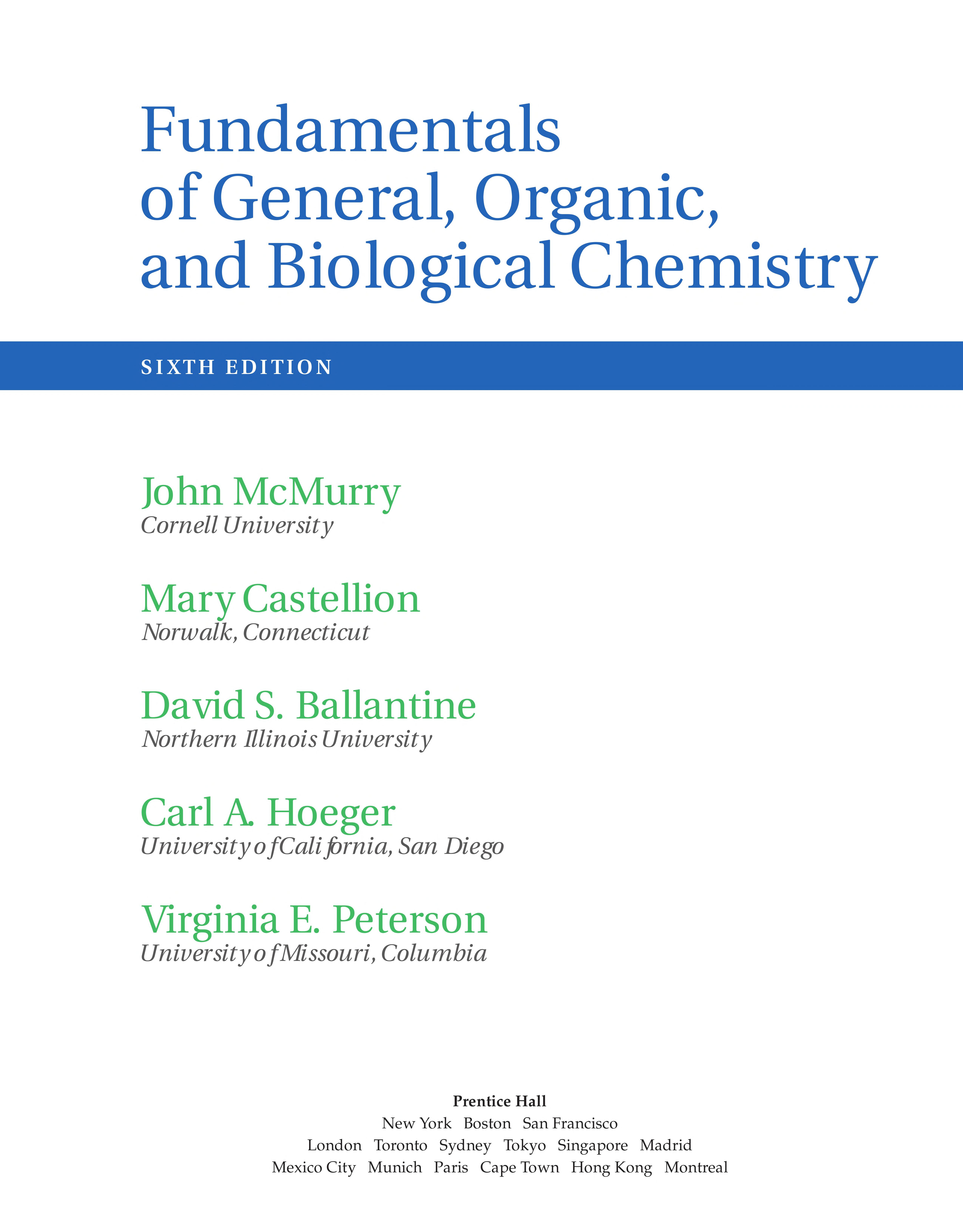 Fundamentals of General, Organic, and Biological Chemistry