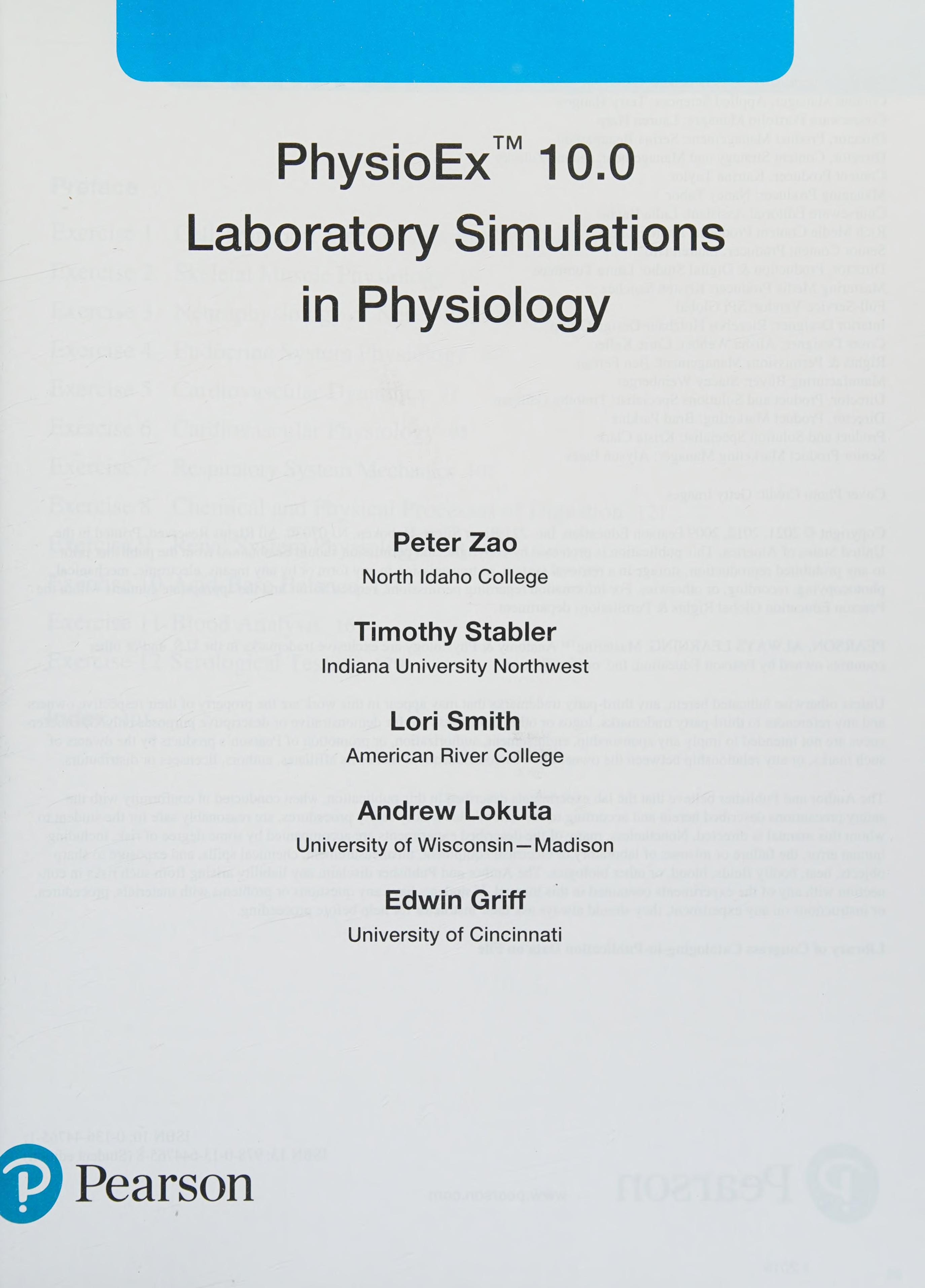 PhysioEx 10.0: Laboratory Simulations in Physiology