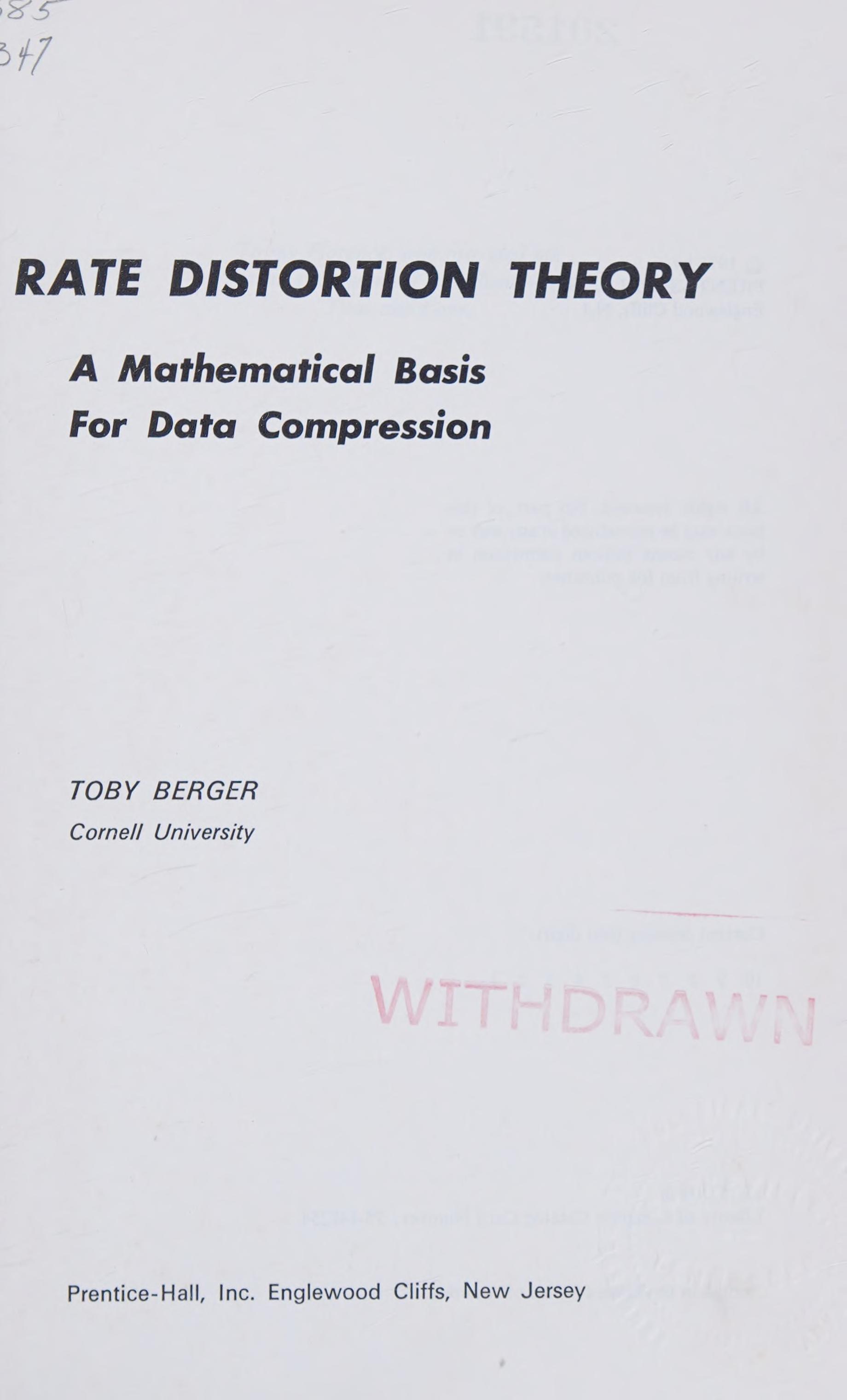 Rate Distortion Theory