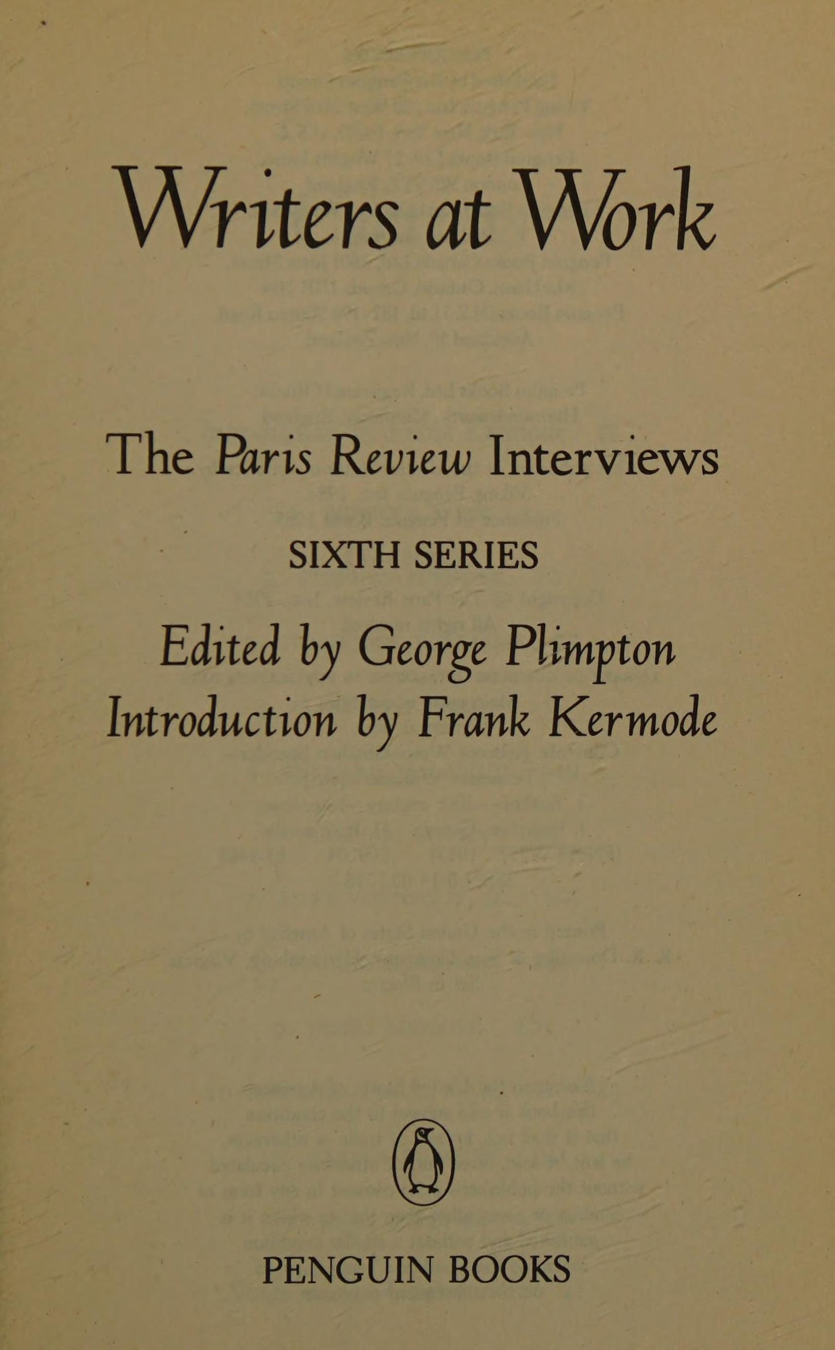 Writers at Work, 6th Series