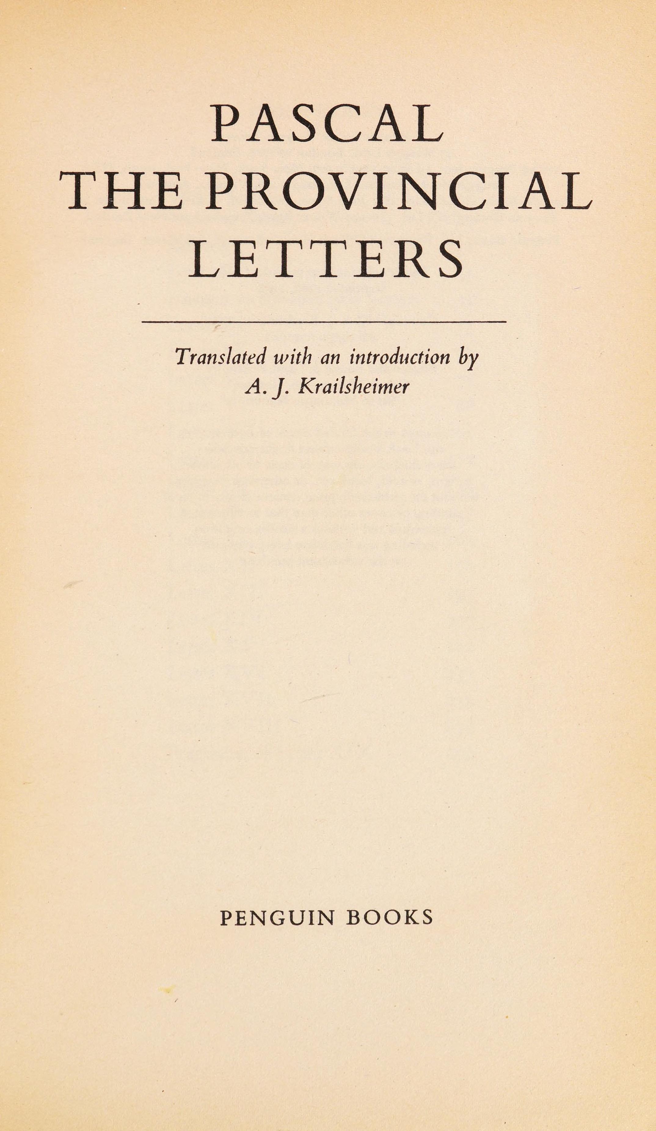 The Provincial Letters