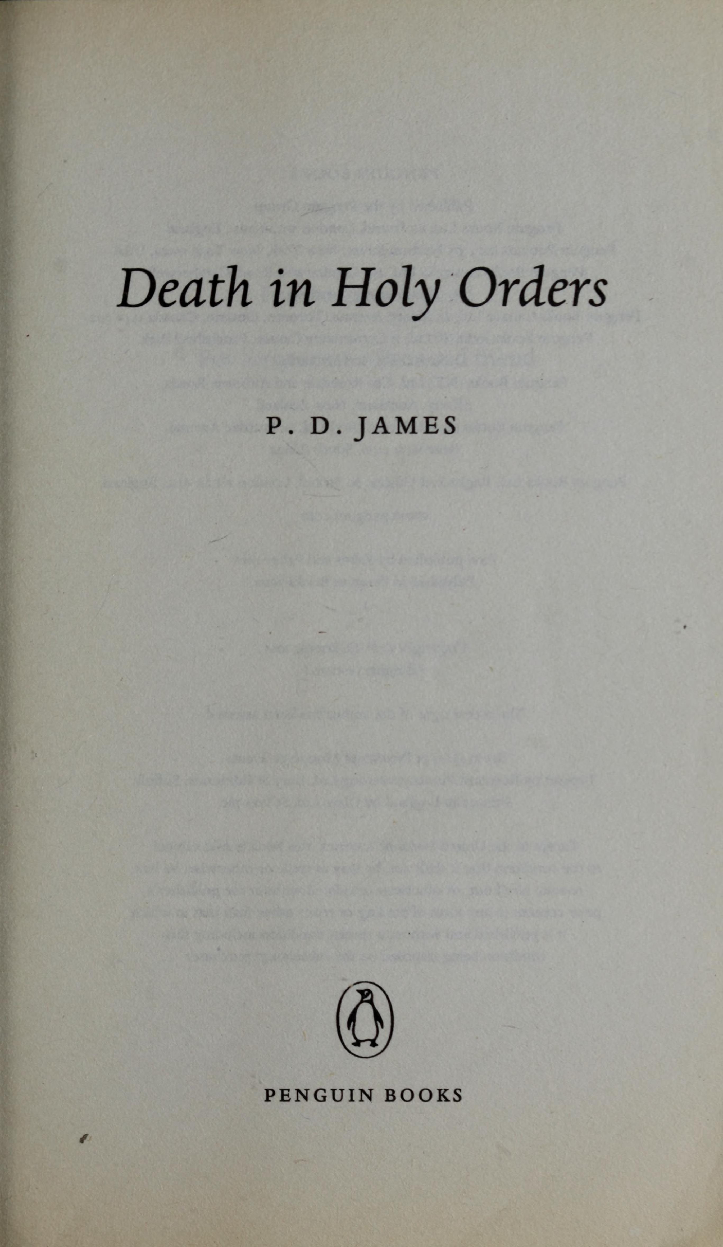 Death in Holy Orders by P. D. James, ISBN 9780141008769