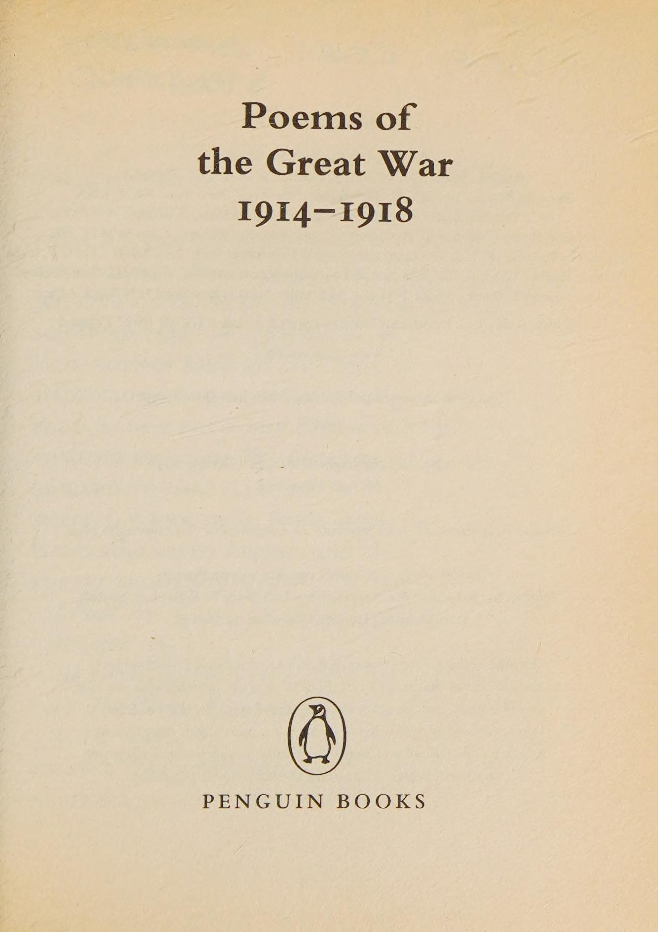 Poems Of The Great War, 1914-1918